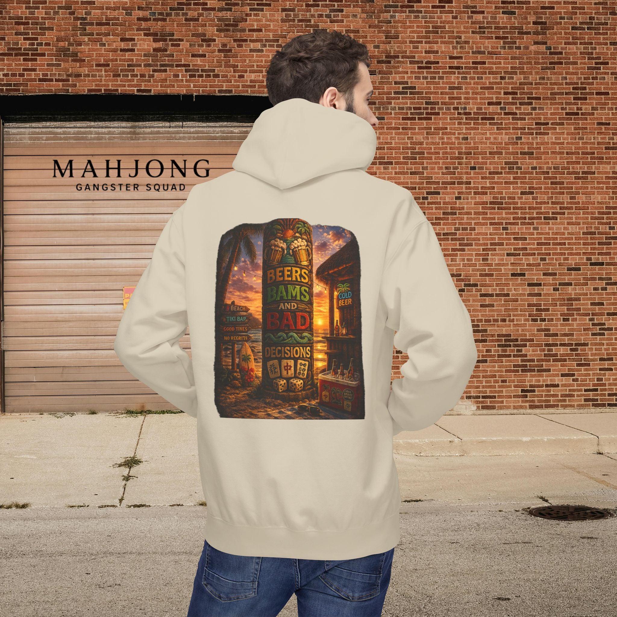 Mahjong Gangster Squad Hoodie — “Bams, Beers & Bad Decisions”