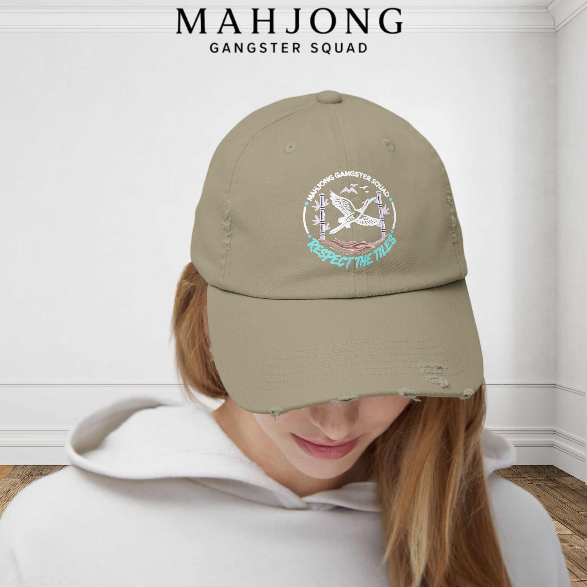 Mahjong 'Respect the Tiles' Distressed Cap — Edgy Player Hat