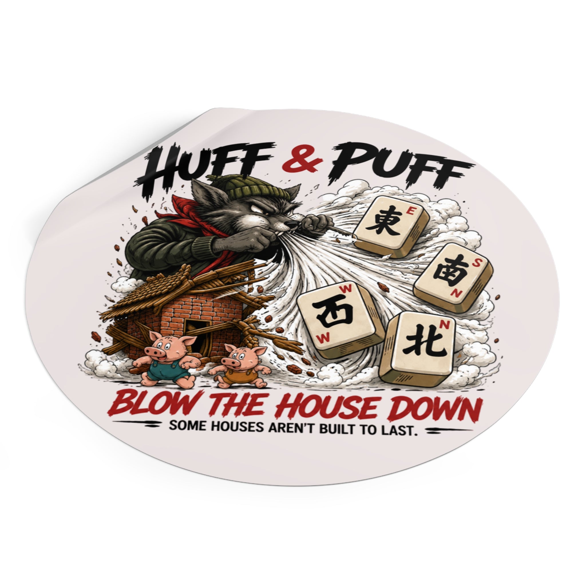 Mahjong Gangster Squad: "Blow the House Down” Round Vinyl Sticker