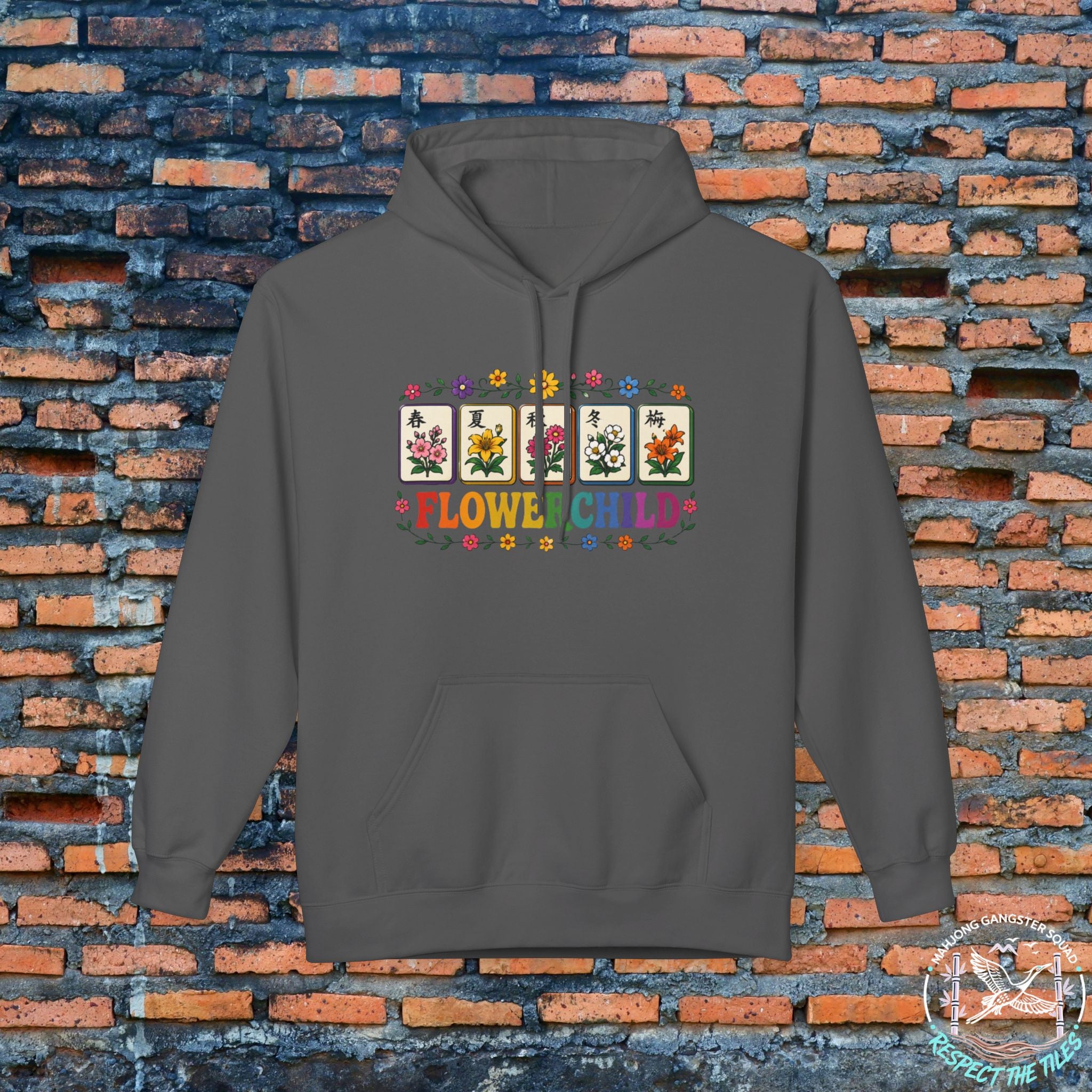 Mahjong Gangster Squad Hoodie — Vintage "Flower Child"