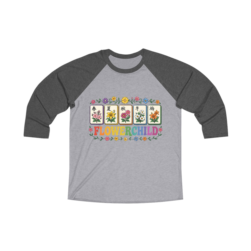Mahjong Gangster Squad — "Flower Child" 3/4-Sleeve Baseball Shirt