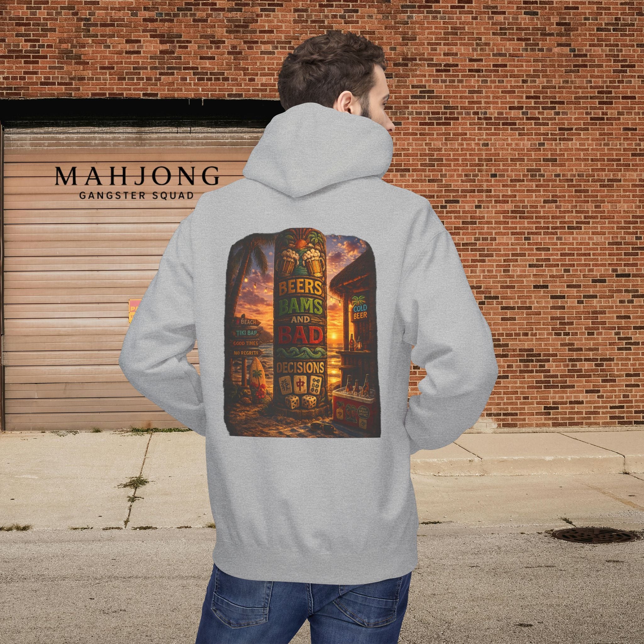 Mahjong Gangster Squad Hoodie — “Bams, Beers & Bad Decisions”