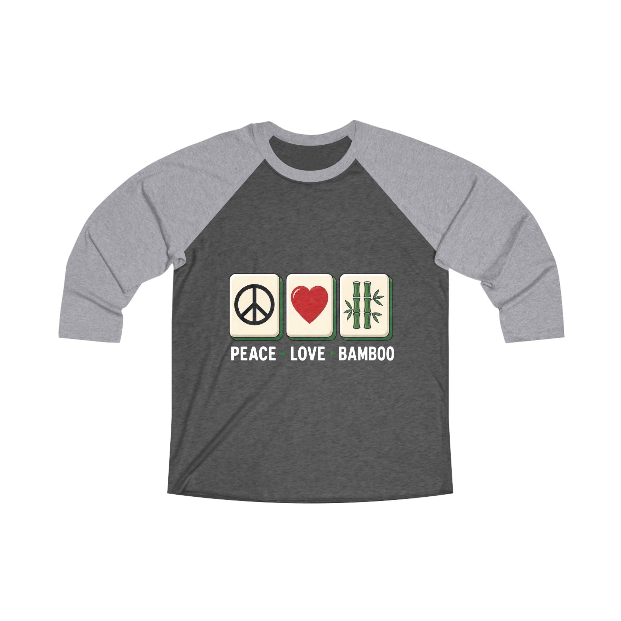 Mahjong Gangster Squad — "Peace Love Bamboo" 3/4-Sleeve Baseball Shirt