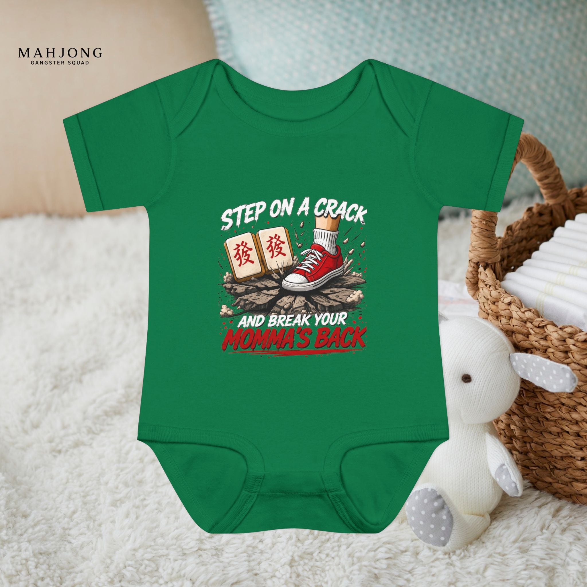 Mahjong Gangster Squad - "Step on a Crack" Baby Onesie
