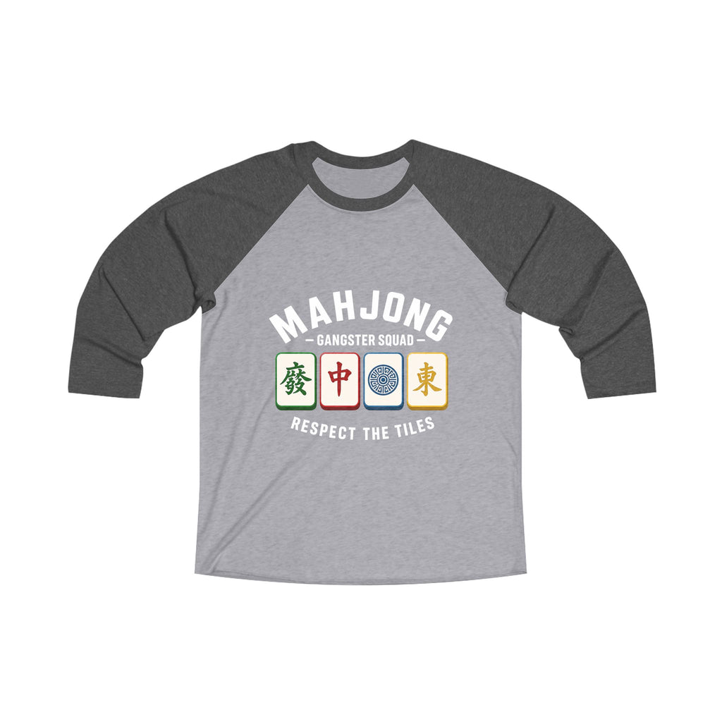 Mahjong Gangster Squad — "Respect the Tiles" 3/4-Sleeve Baseball Shirt