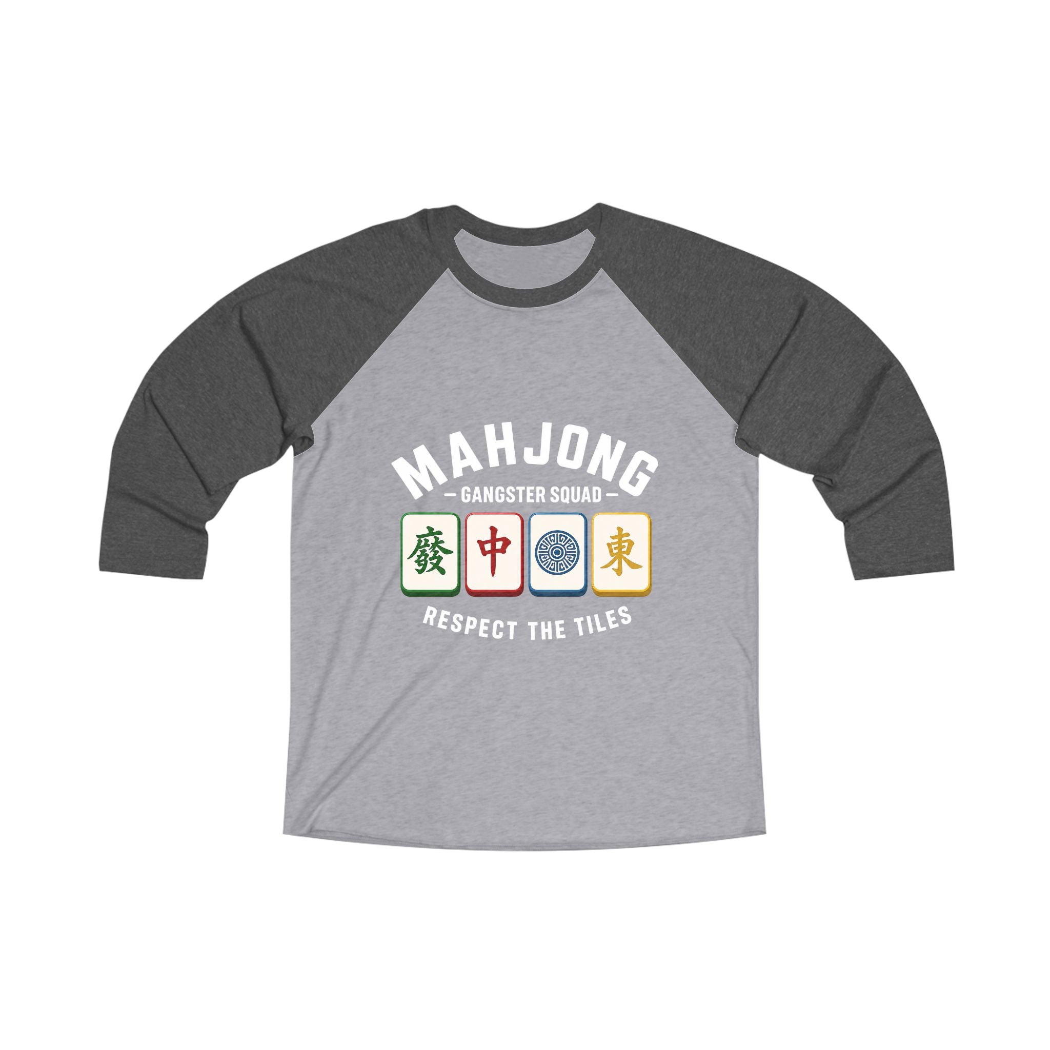 Mahjong Gangster Squad — "Respect the Tiles" 3/4-Sleeve Baseball Shirt