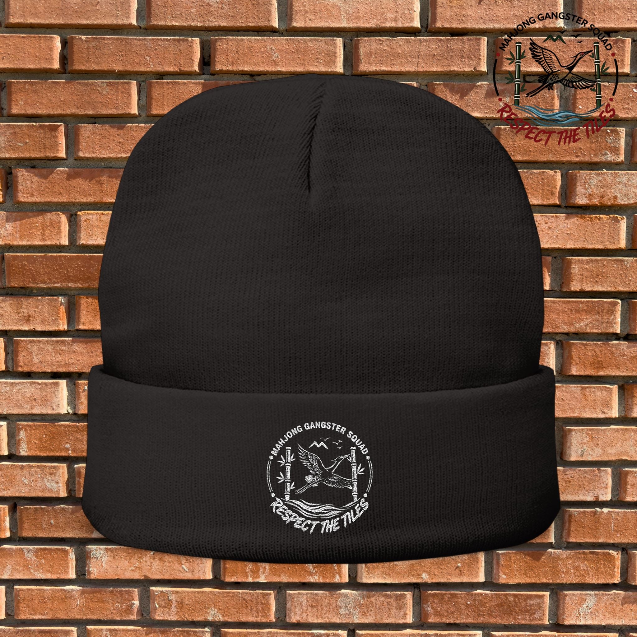Mahjong Gangster Squad — "Respect the Tiles: Crane" Embroidered Beanie