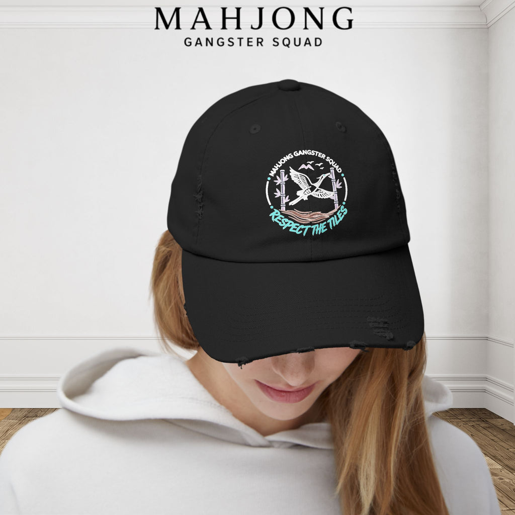 Mahjong 'Respect the Tiles' Distressed Cap — Edgy Player Hat