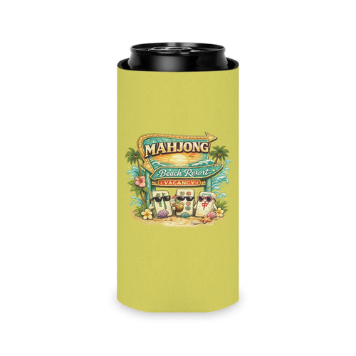 Mahjong Beach Resort Can Cooler — Respect the Tiles Cooler Sleeve