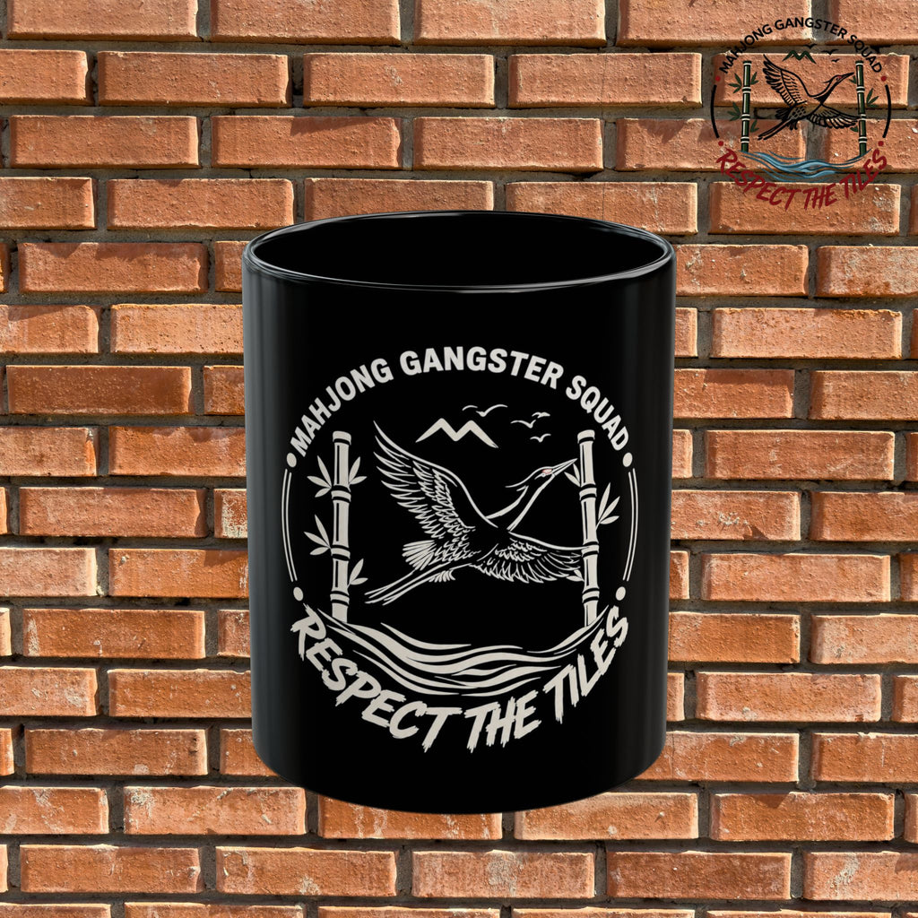 Mahjong Gangster Squad – "Respect The Tiles"  Black Ceramic Coffee Cup