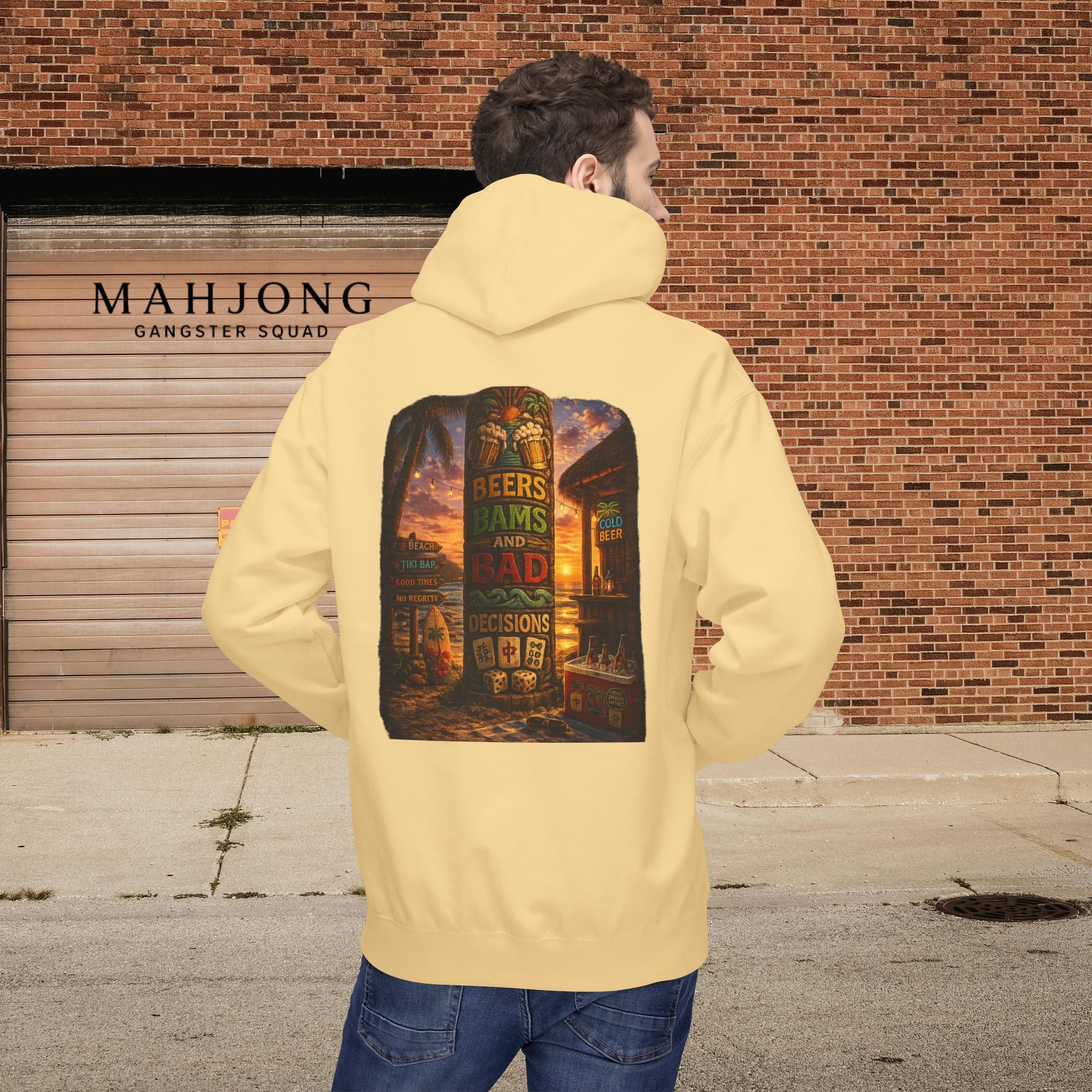 Mahjong Gangster Squad Hoodie — “Bams, Beers & Bad Decisions”