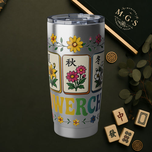 Flower Child 20oz Tumbler — Mahjong Tile Floral Travel Cup