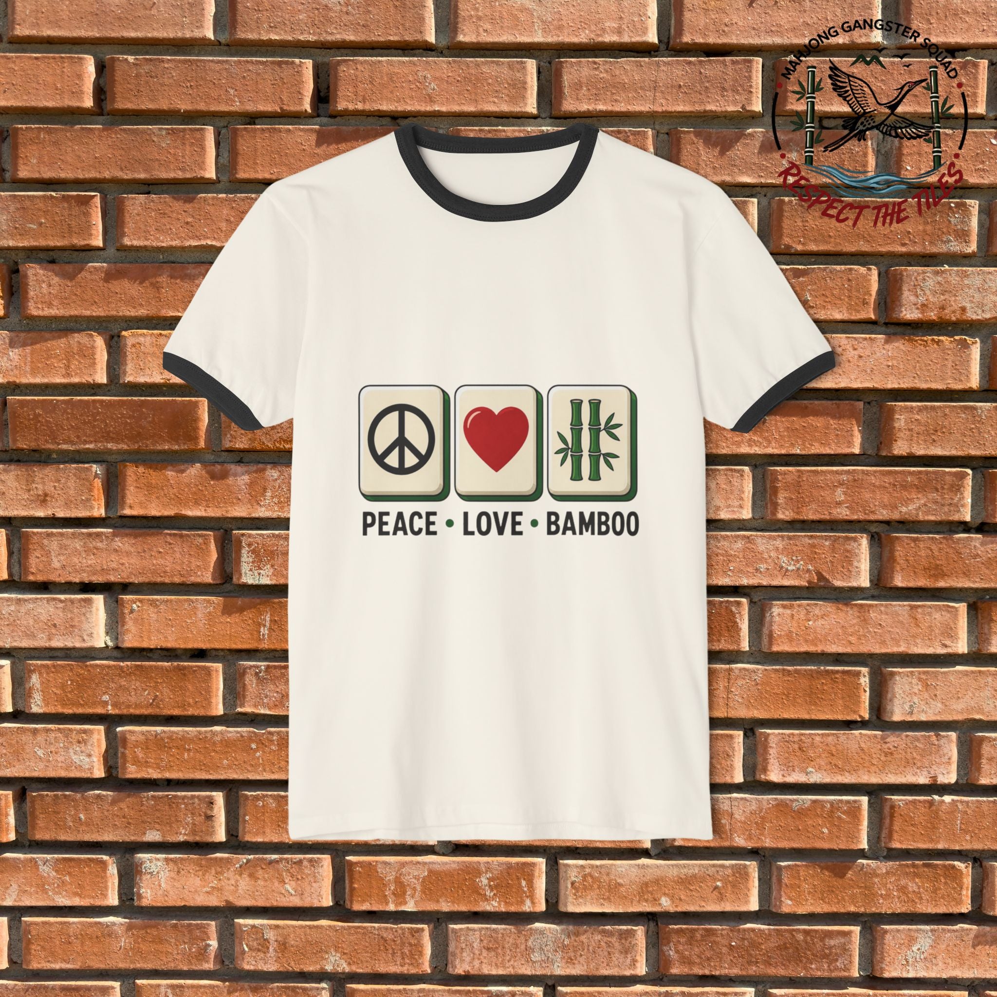 Mahjong Gangster Squad - "Peace Love Bamboo" Graphic Ring Tee