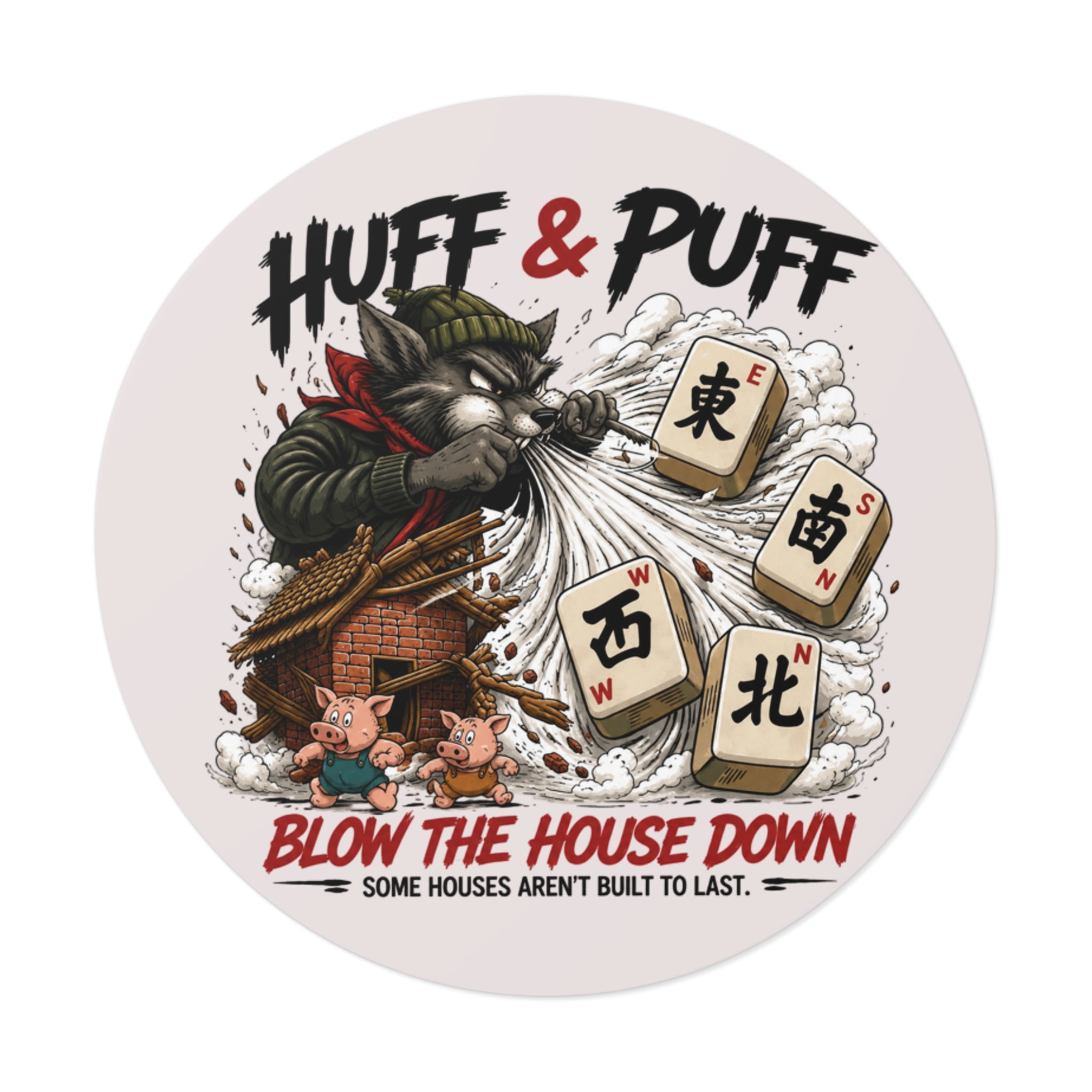Mahjong Gangster Squad: "Blow the House Down” Round Vinyl Sticker