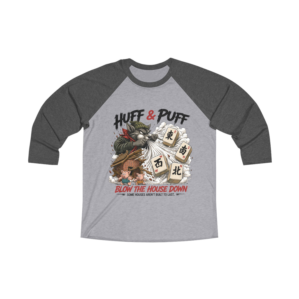 Mahjong Gangster Squad — "Blow the House Down" 3/4-Sleeve Baseball Shirt