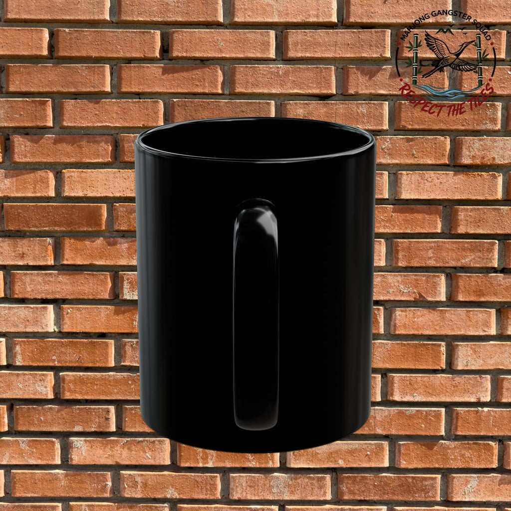 Mahjong Gangster Squad – "Respect The Tiles"  Black Ceramic Coffee Cup