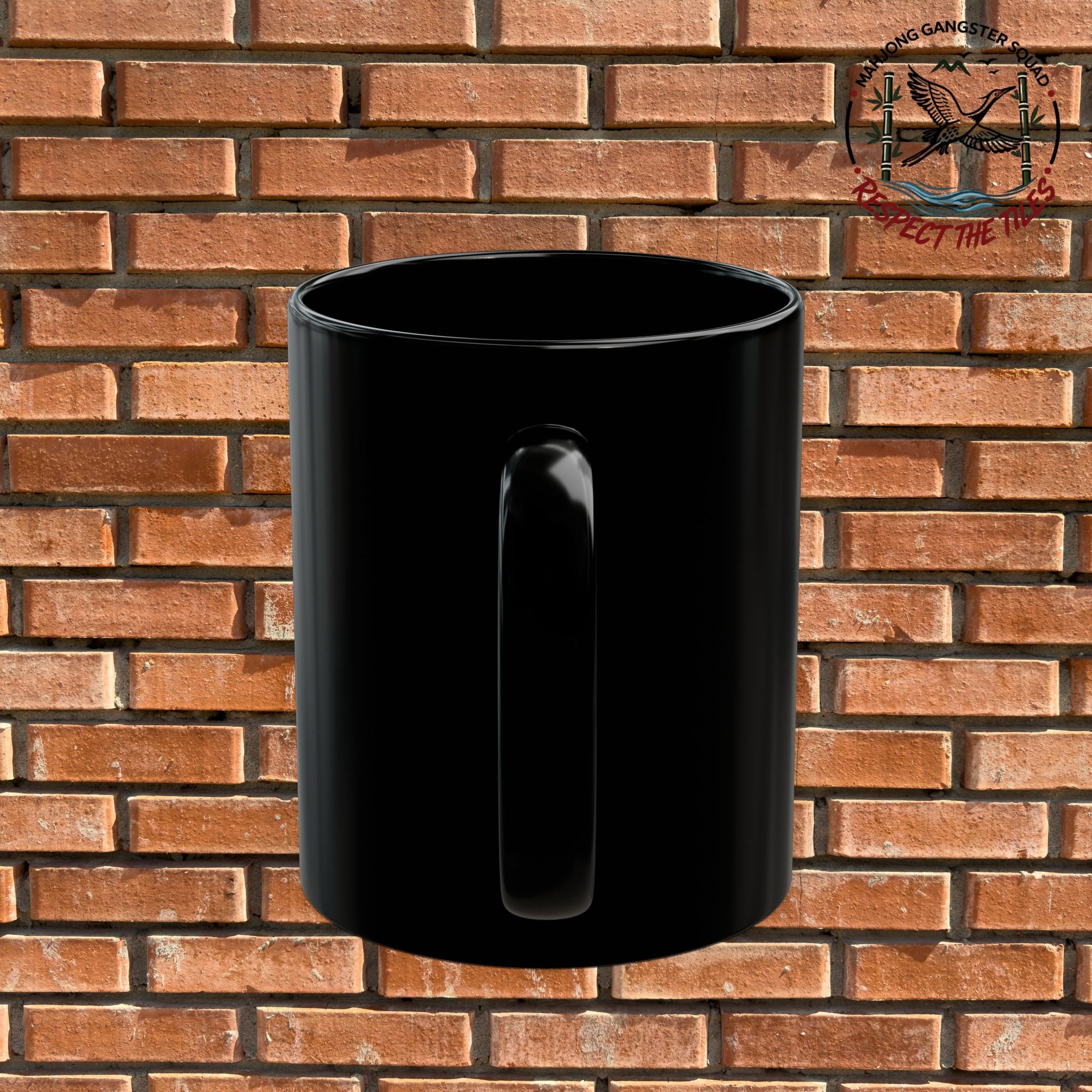 Mahjong Gangster Squad – "Respect The Tiles"  Black Ceramic Coffee Cup