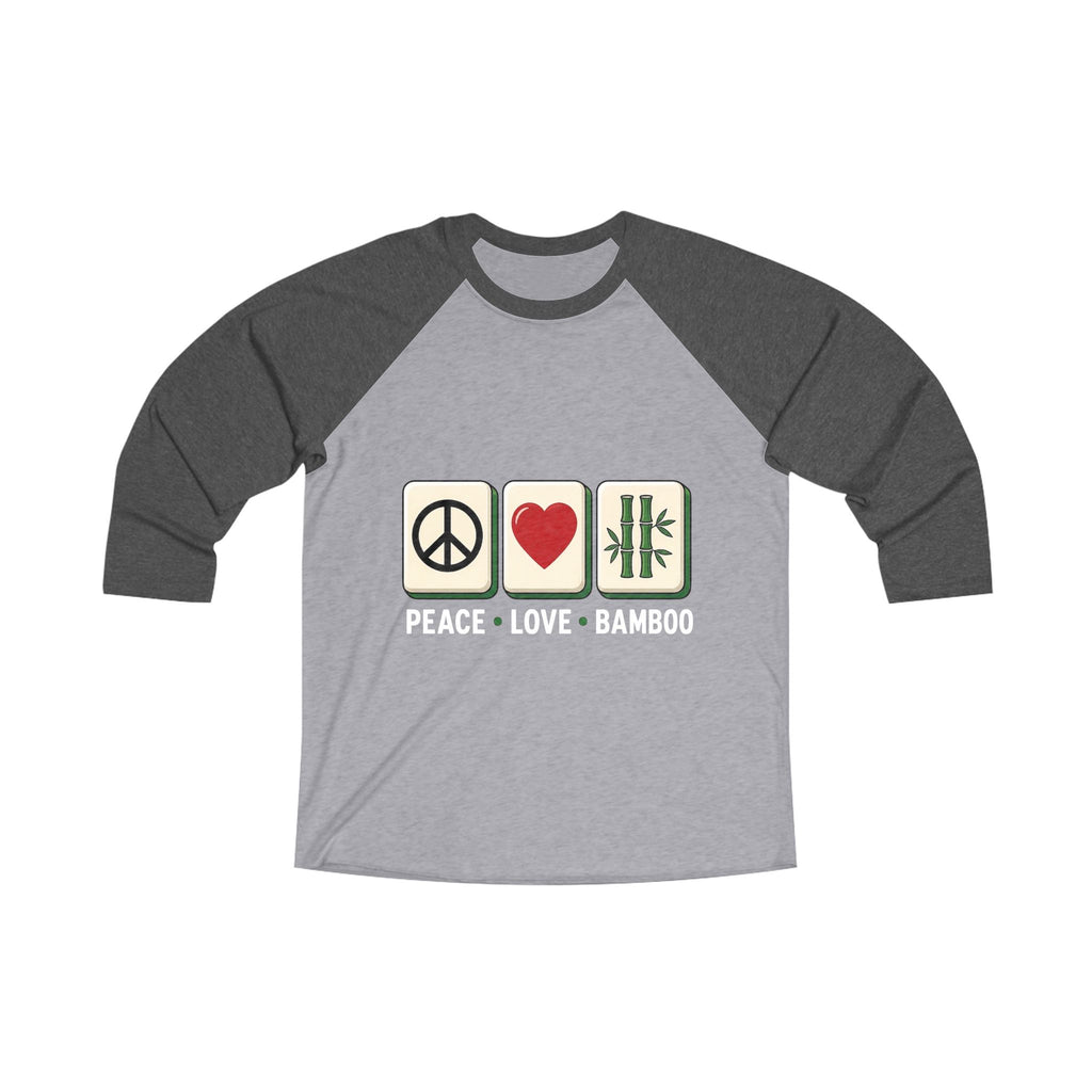 Mahjong Gangster Squad — "Peace Love Bamboo" 3/4-Sleeve Baseball Shirt