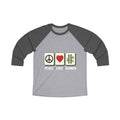 Mahjong Gangster Squad — "Peace Love Bamboo" 3/4-Sleeve Baseball Shirt