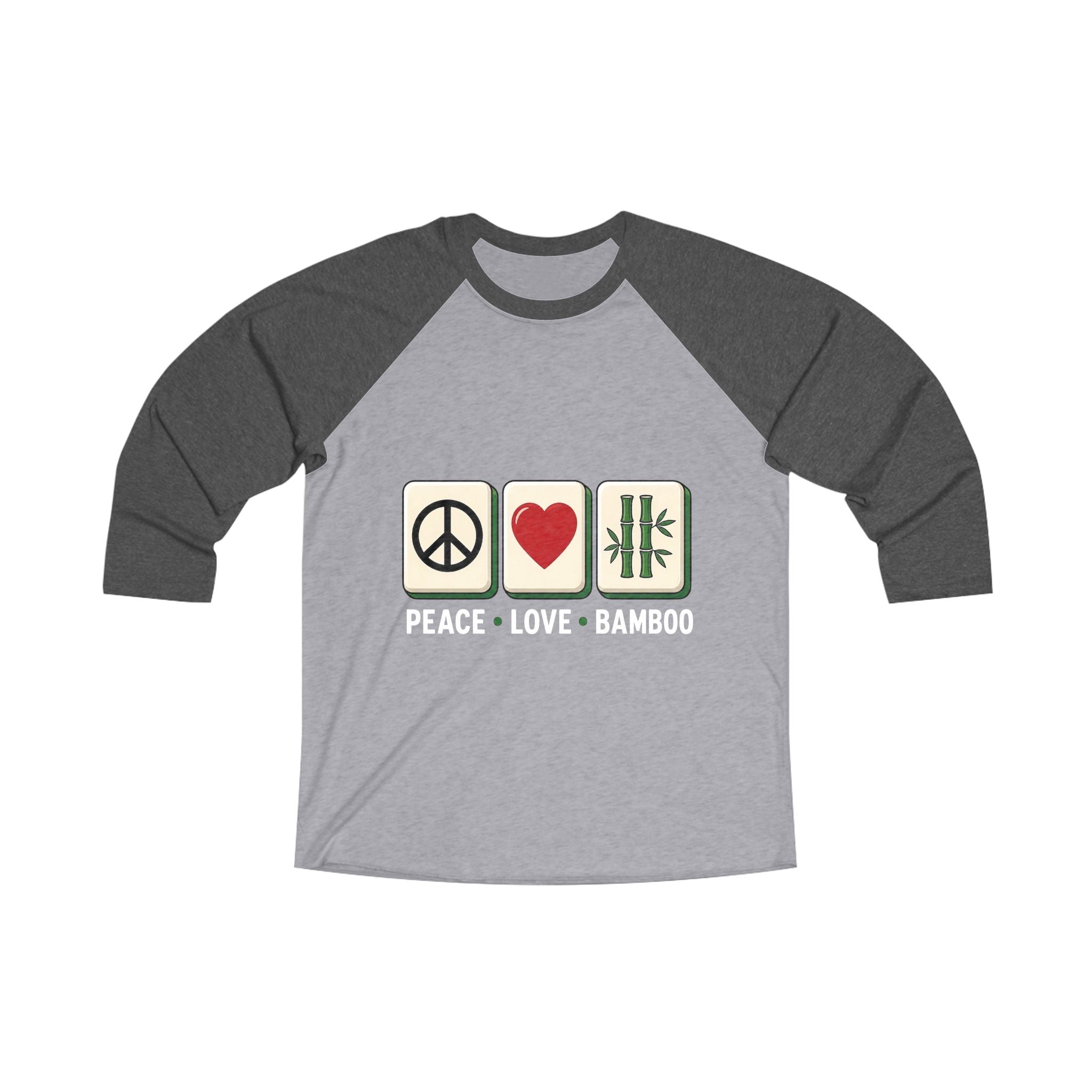 Mahjong Gangster Squad — "Peace Love Bamboo" 3/4-Sleeve Baseball Shirt