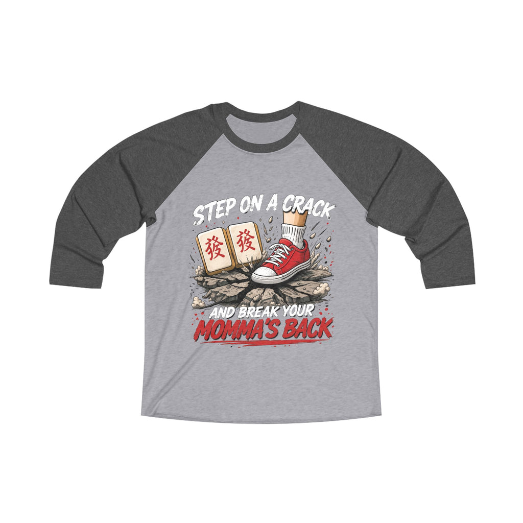 Mahjong Gangster Squad — "Step on a Crack" 3/4-Sleeve Baseball Shirt