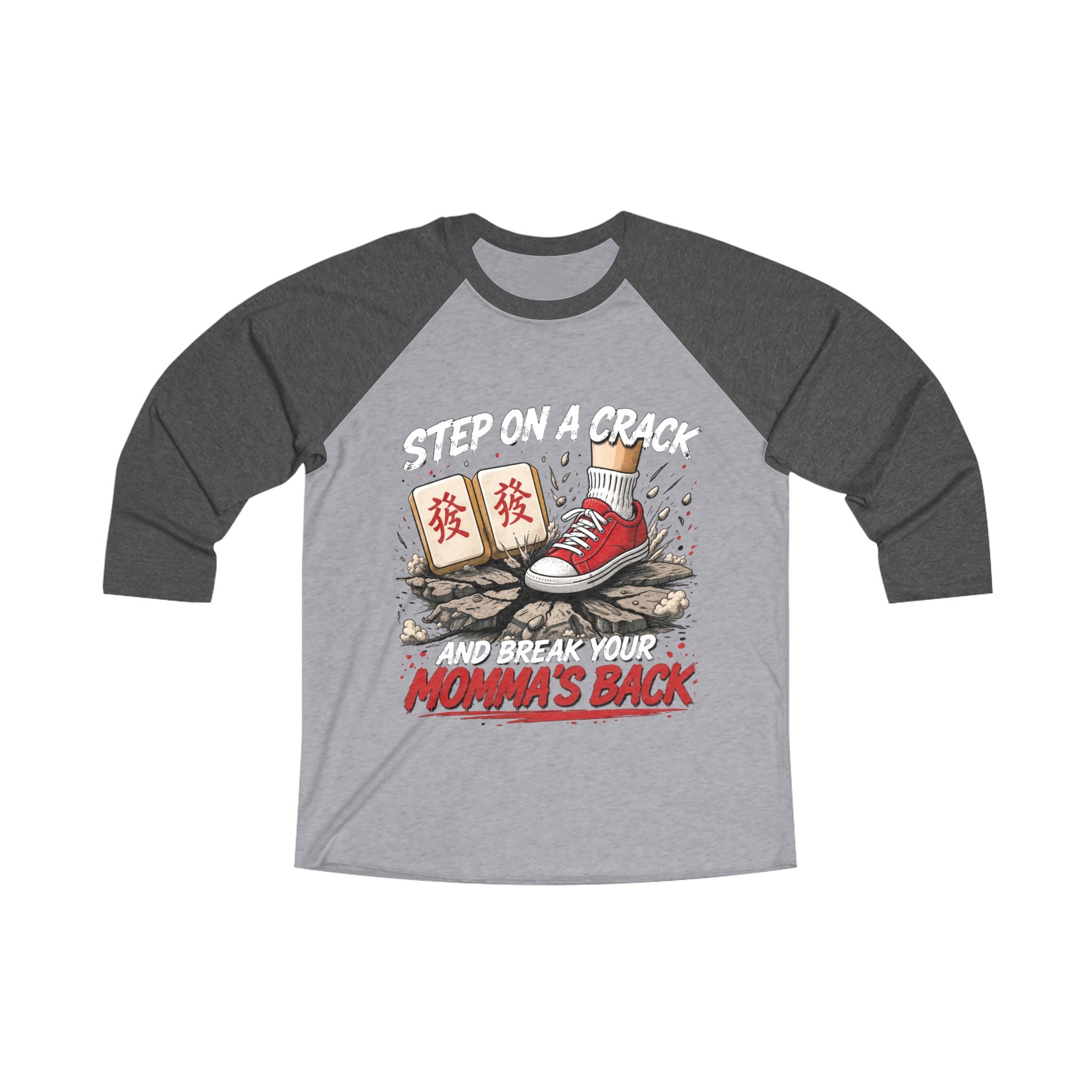 Mahjong Gangster Squad — "Step on a Crack" 3/4-Sleeve Baseball Shirt