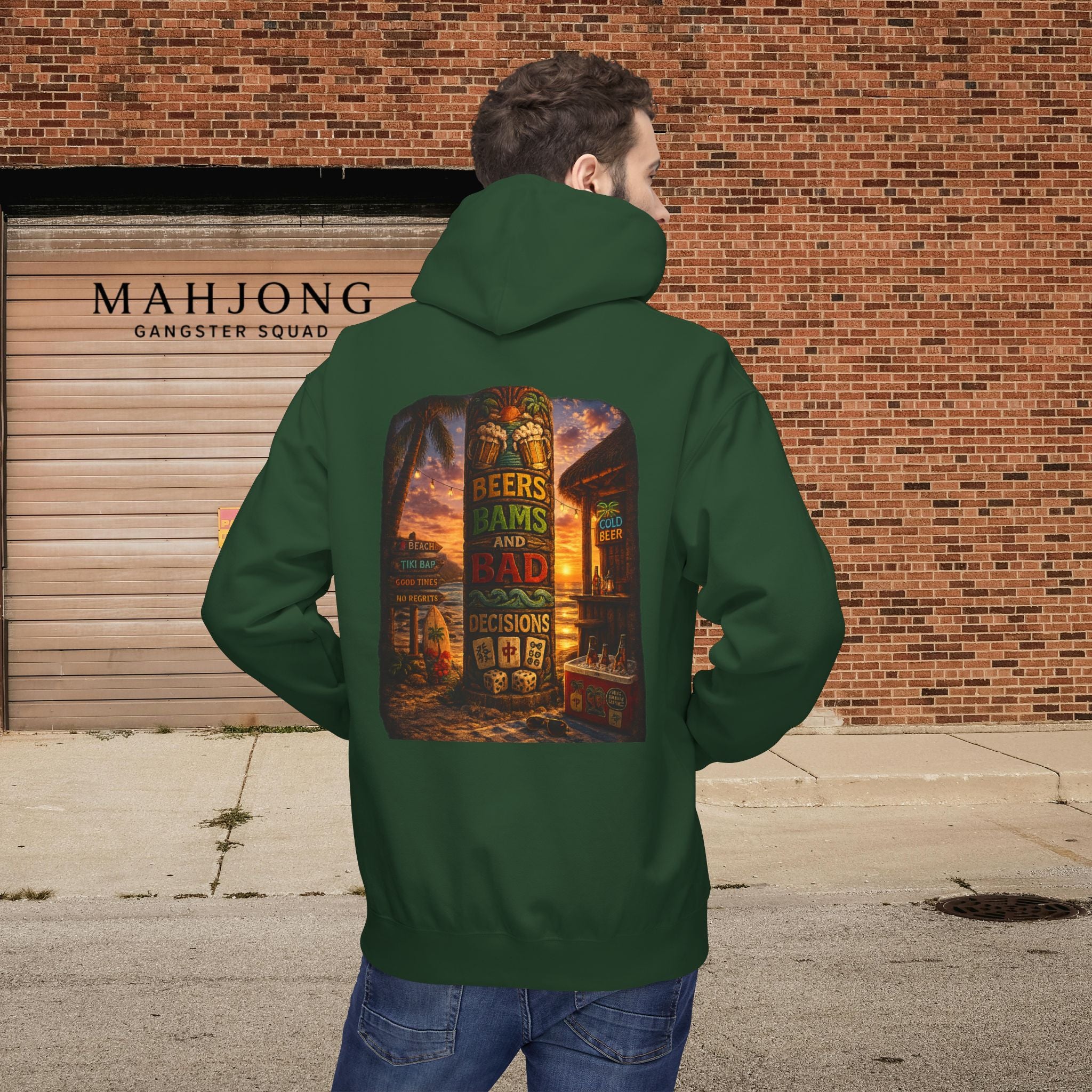 Mahjong Gangster Squad Hoodie — “Bams, Beers & Bad Decisions”