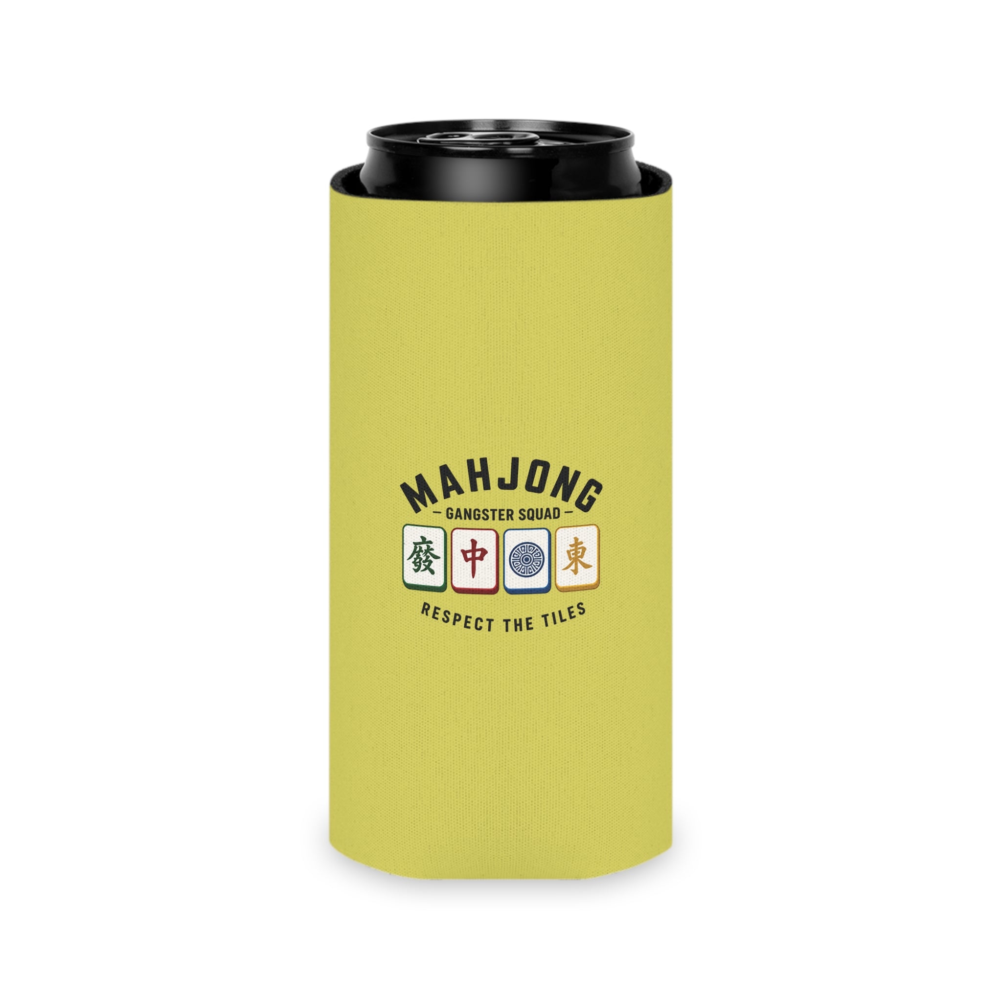 Mahjong Beach Resort Can Cooler — Respect the Tiles Cooler Sleeve