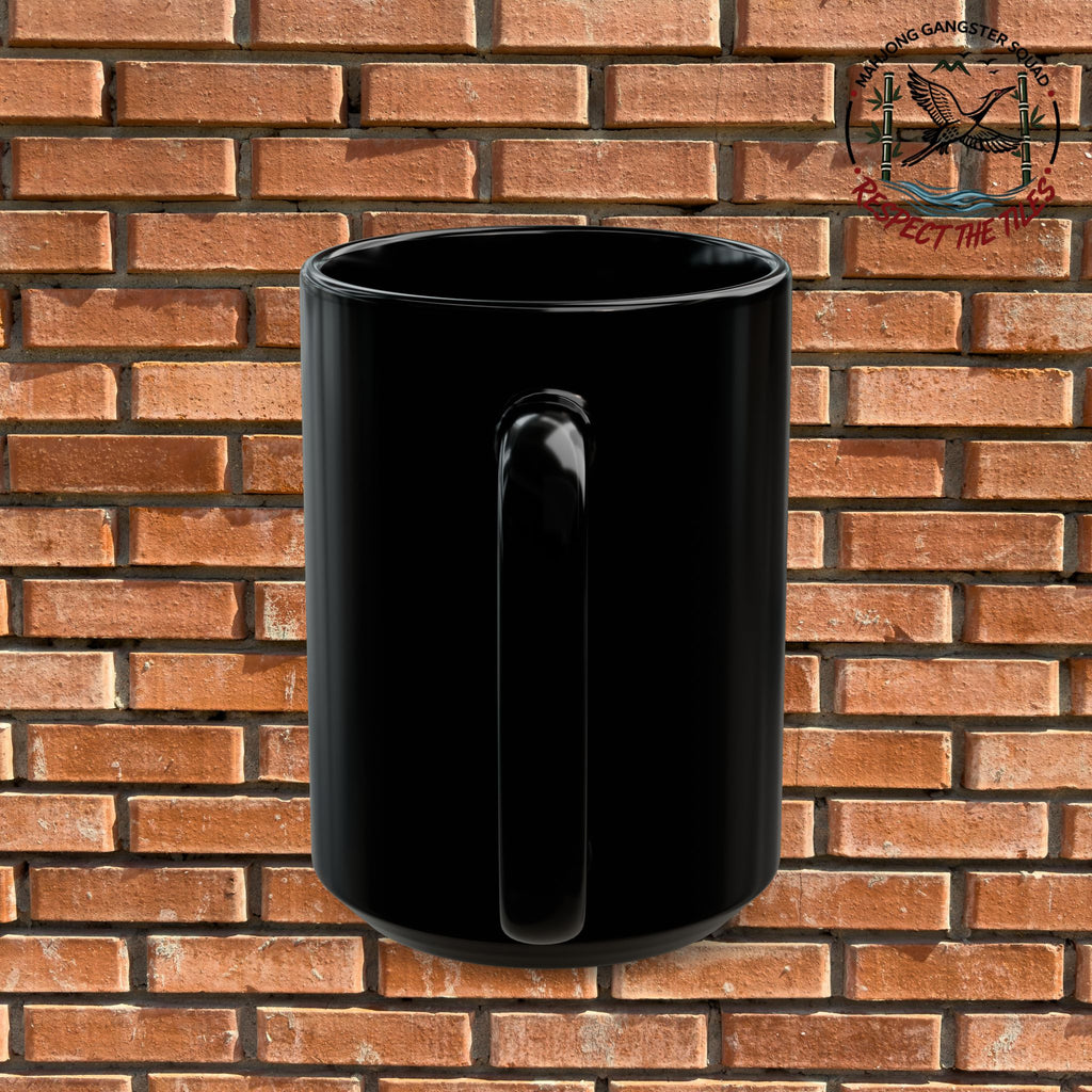 Mahjong Gangster Squad – "Respect The Tiles"  Black Ceramic Coffee Cup