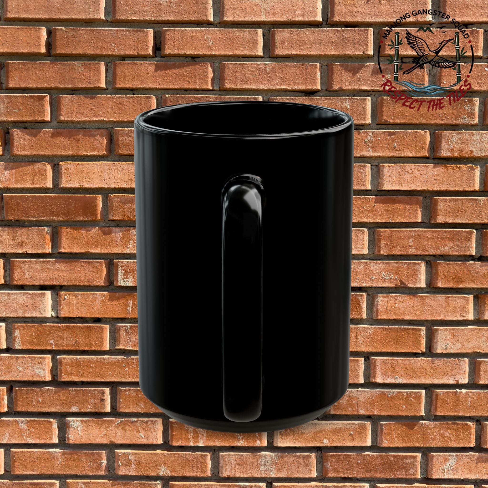Mahjong Gangster Squad – "Respect The Tiles"  Black Ceramic Coffee Cup