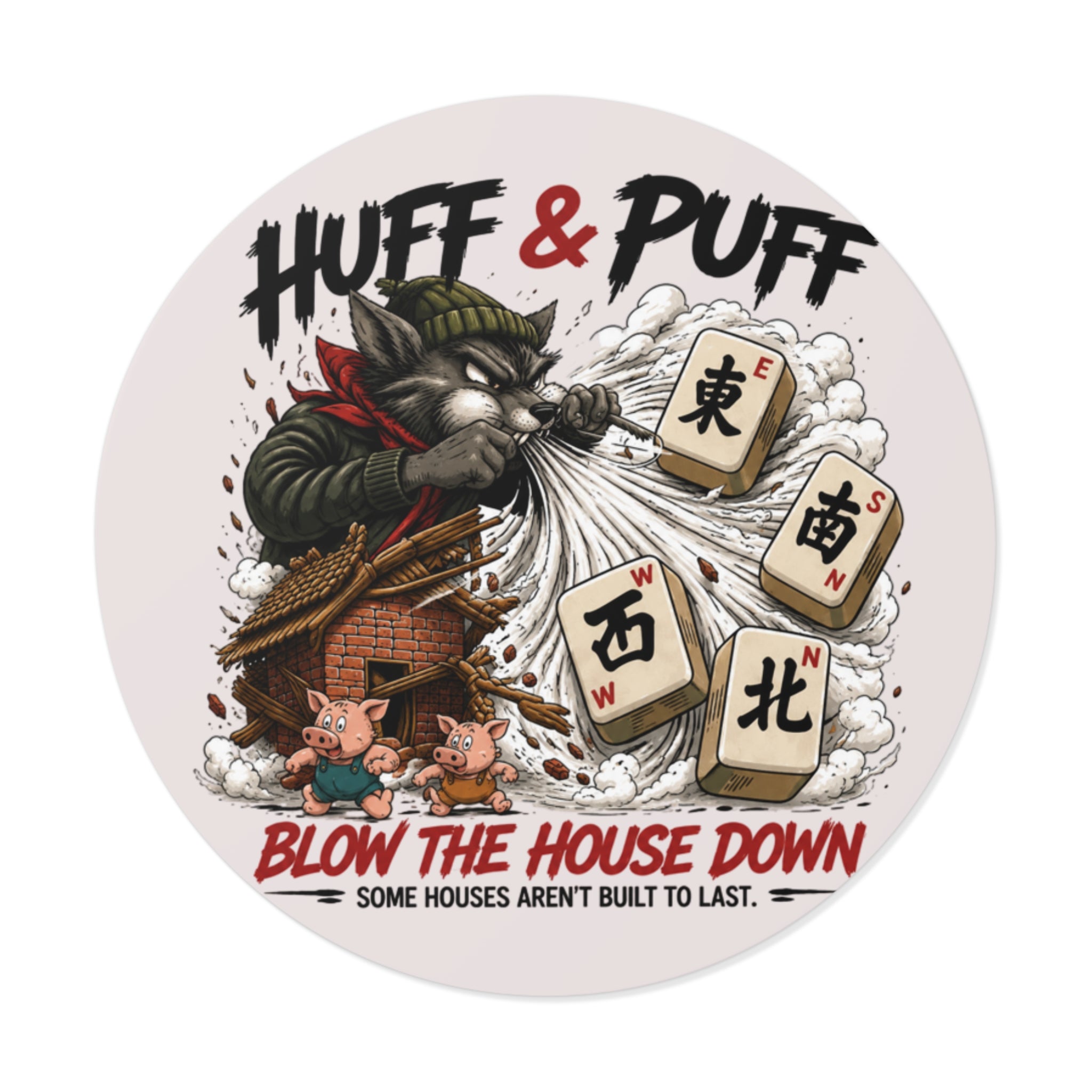 Mahjong Gangster Squad: "Blow the House Down” Round Vinyl Sticker