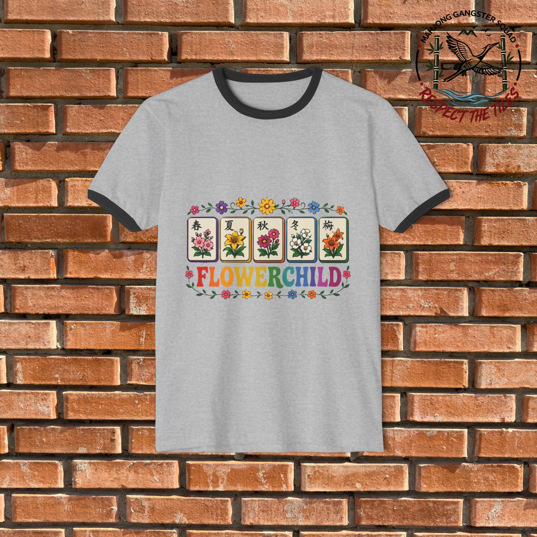 Mahjong Gangster Squad - "Flower Child" Graphic Ring Tee