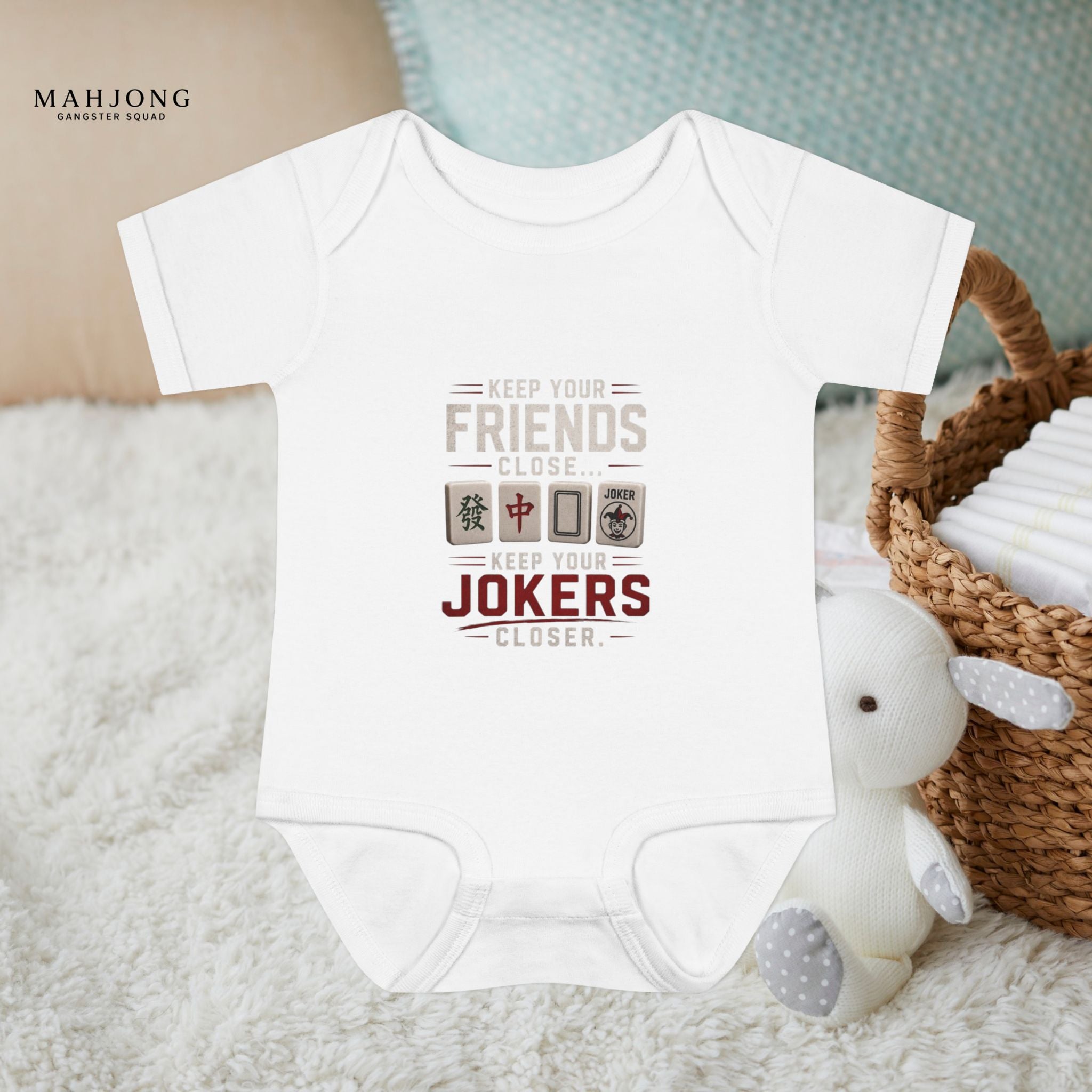 Mahjong Gangster Squad - "Friends/Jokers Closer" Baby Onesie