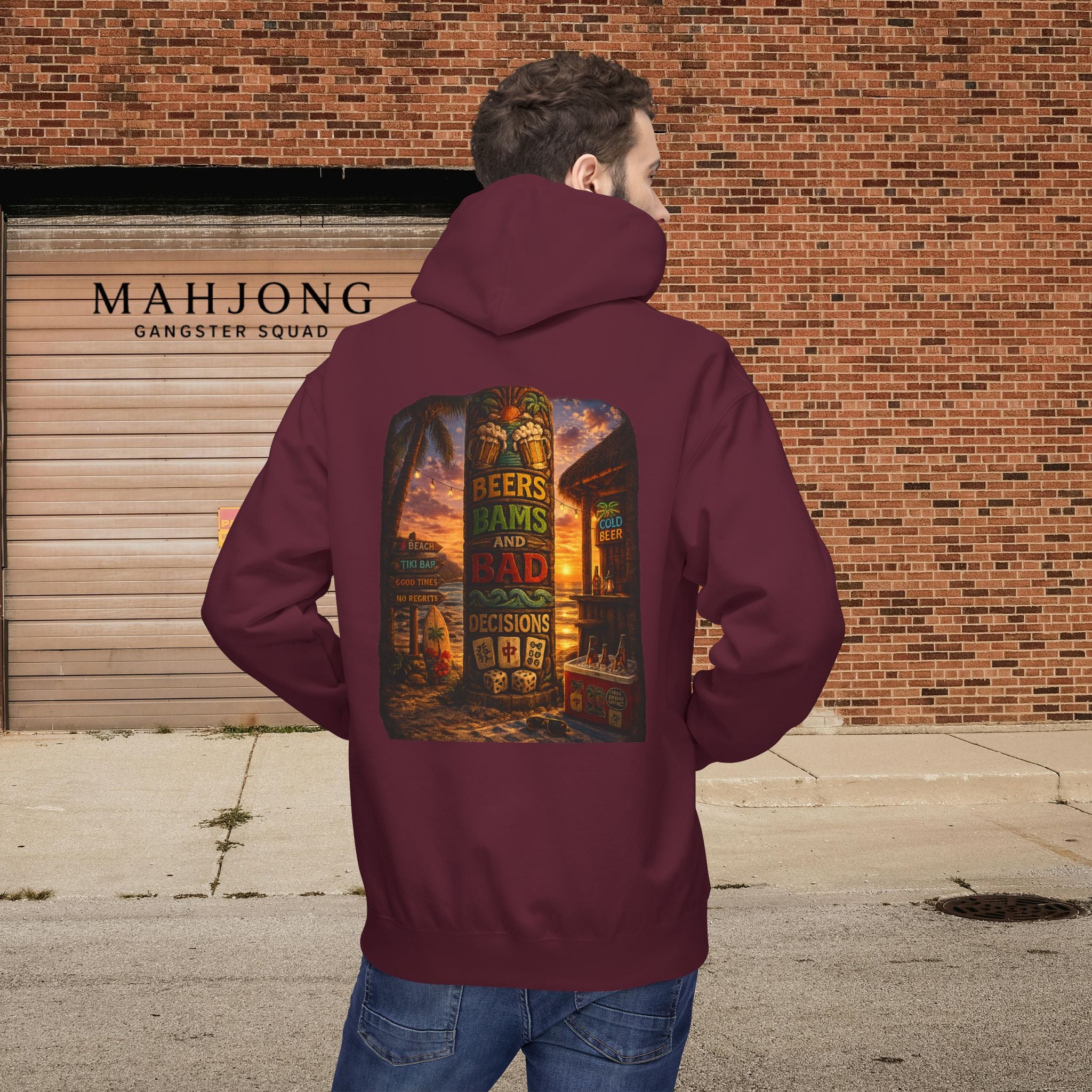 Mahjong Gangster Squad Hoodie — “Bams, Beers & Bad Decisions”