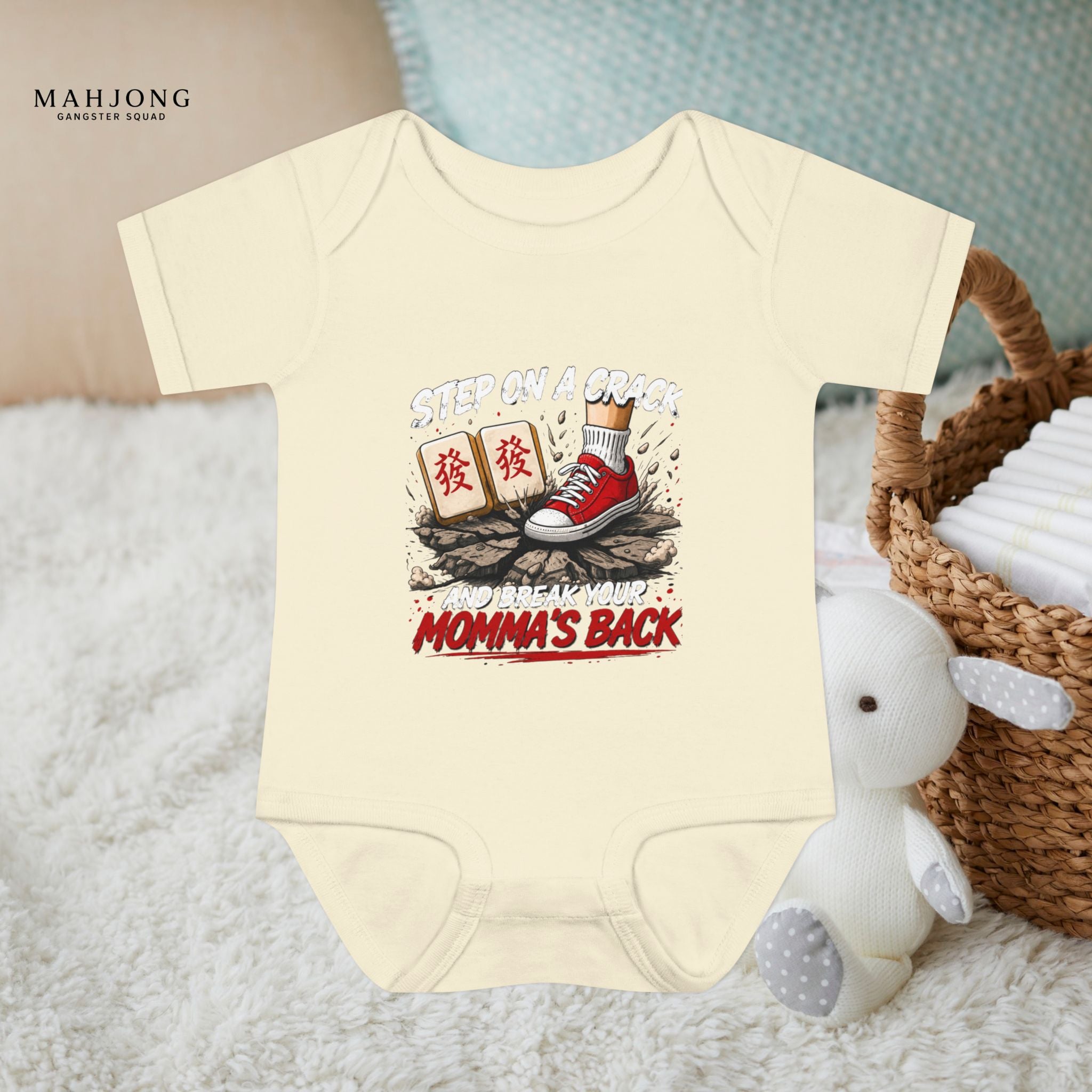 Mahjong Gangster Squad - "Step on a Crack" Baby Onesie