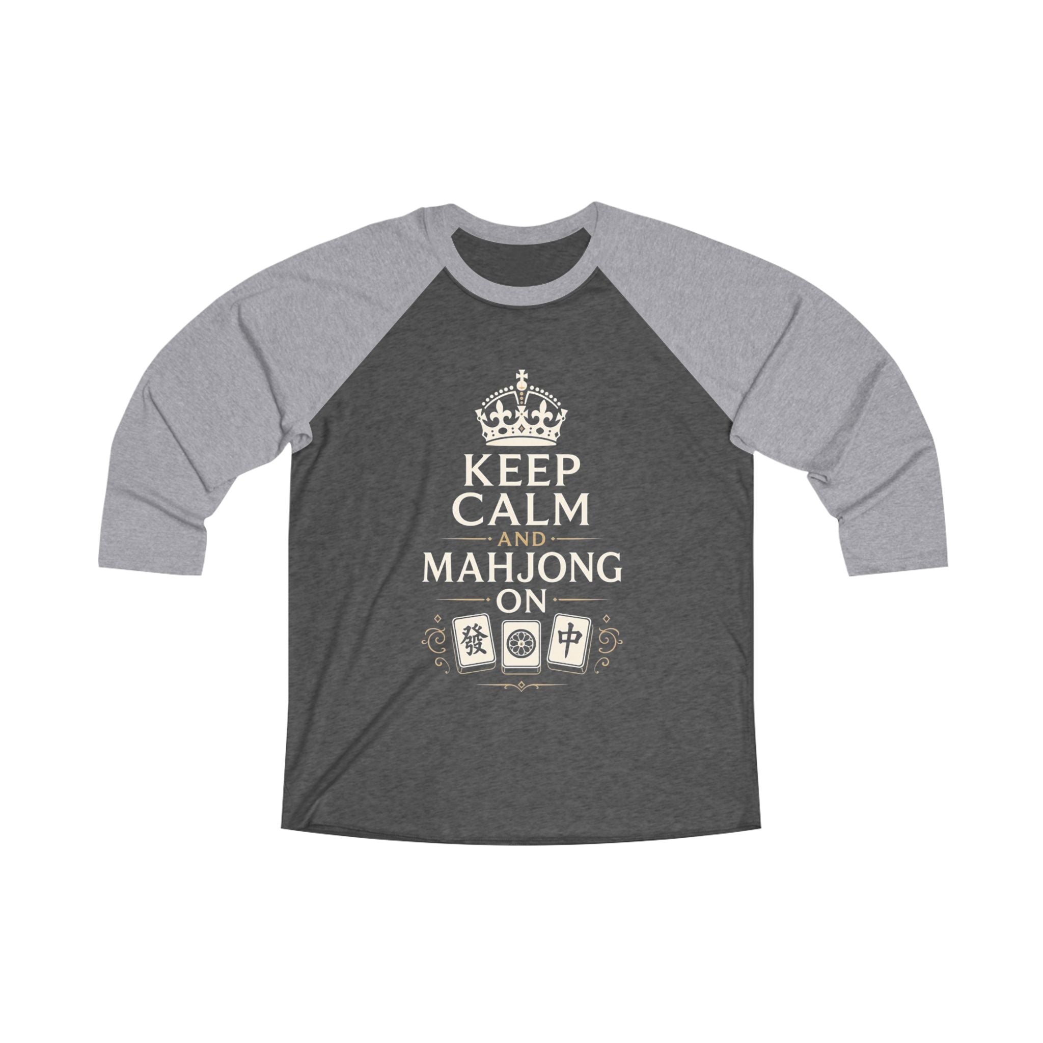 Mahjong Gangster Squad — "Keep Calm" 3/4-Sleeve Baseball Shirt