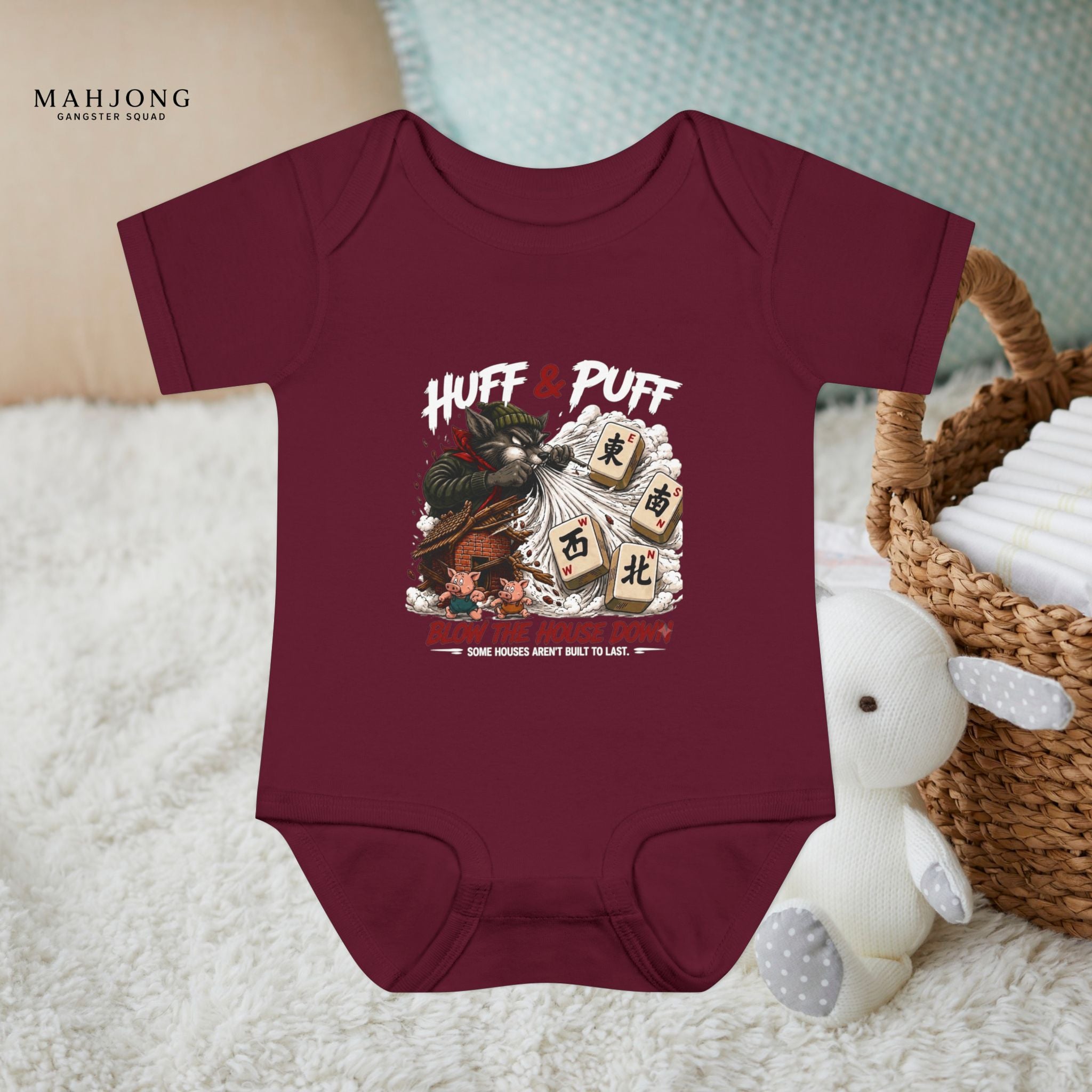 Mahjong Gangster Squad - 'Blow the House Down' Baby Onesie