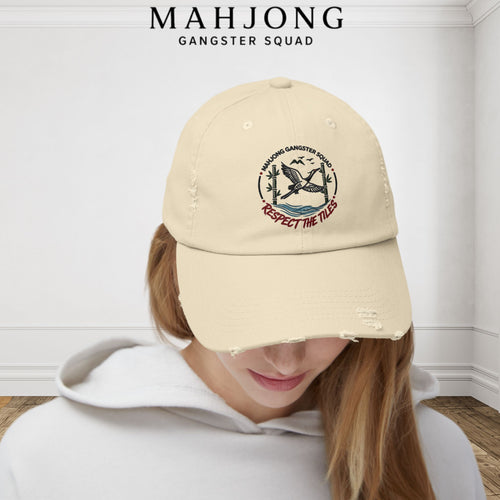 Mahjong 'Respect the Tiles' Distressed Cap — Edgy Player Hat