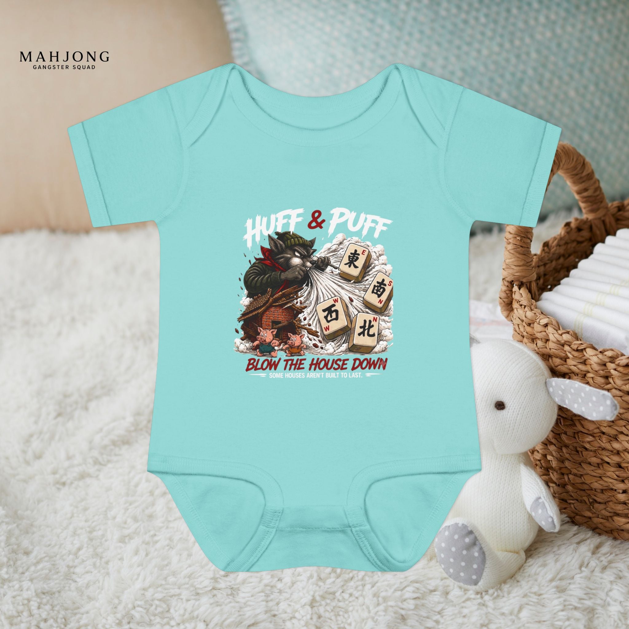 Mahjong Gangster Squad - 'Blow the House Down' Baby Onesie