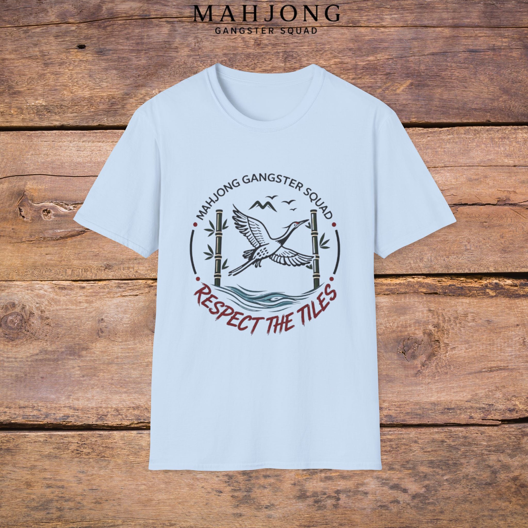 Mahjong Gangster Squad T-Shirt — "Respect the Tiles: Crane" Casual Tee