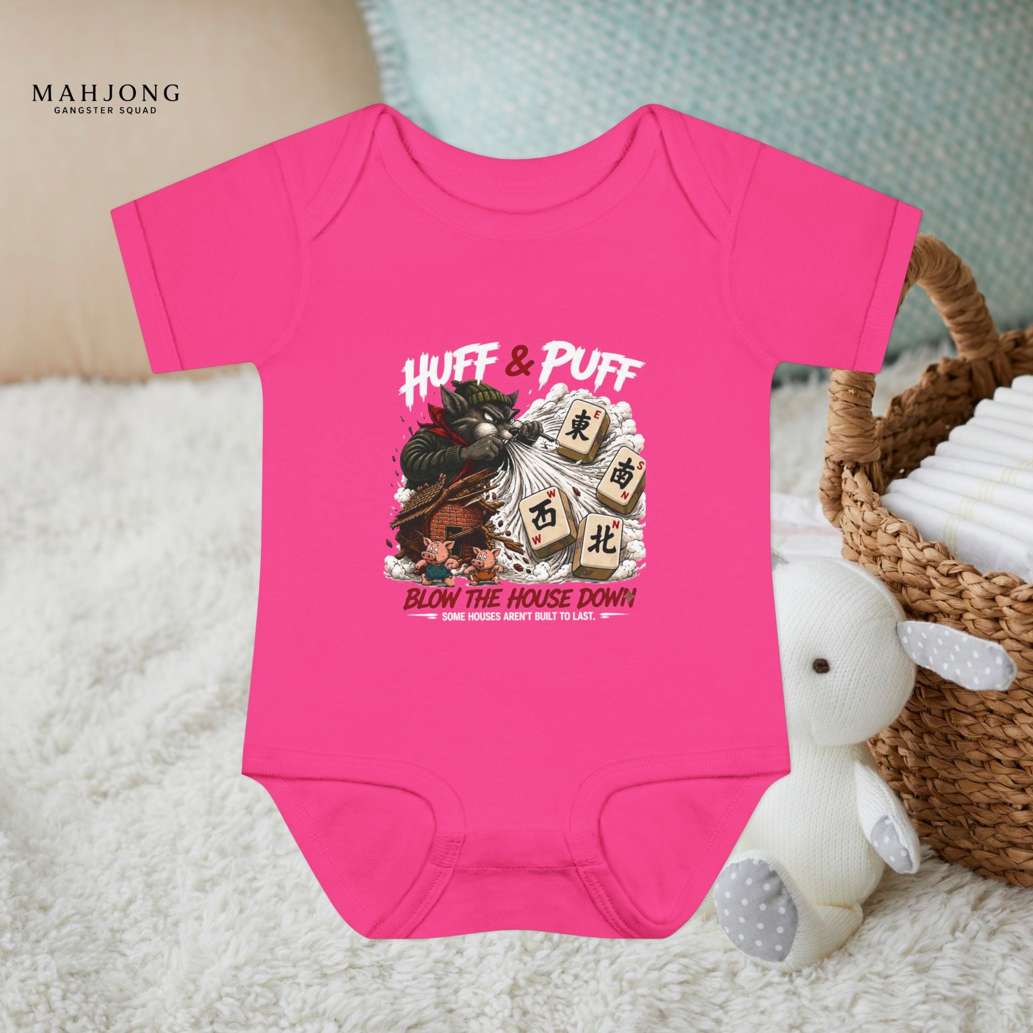 Mahjong Gangster Squad - 'Blow the House Down' Baby Onesie