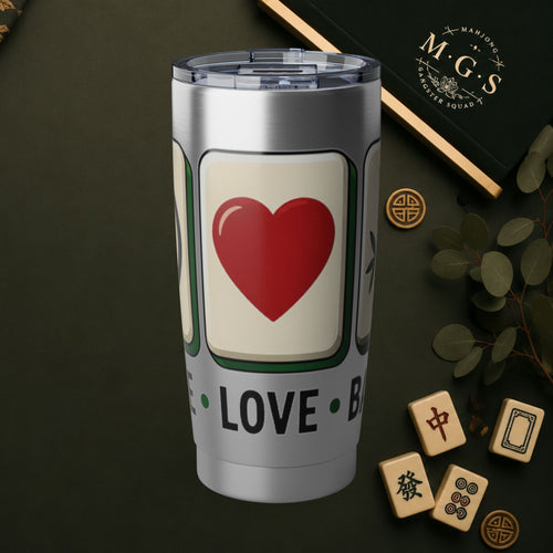 EAT • LOVE • BAM Mahjong 20oz Stainless Steel Tumbler | Travel Coffee Cup | Mahjong Gift