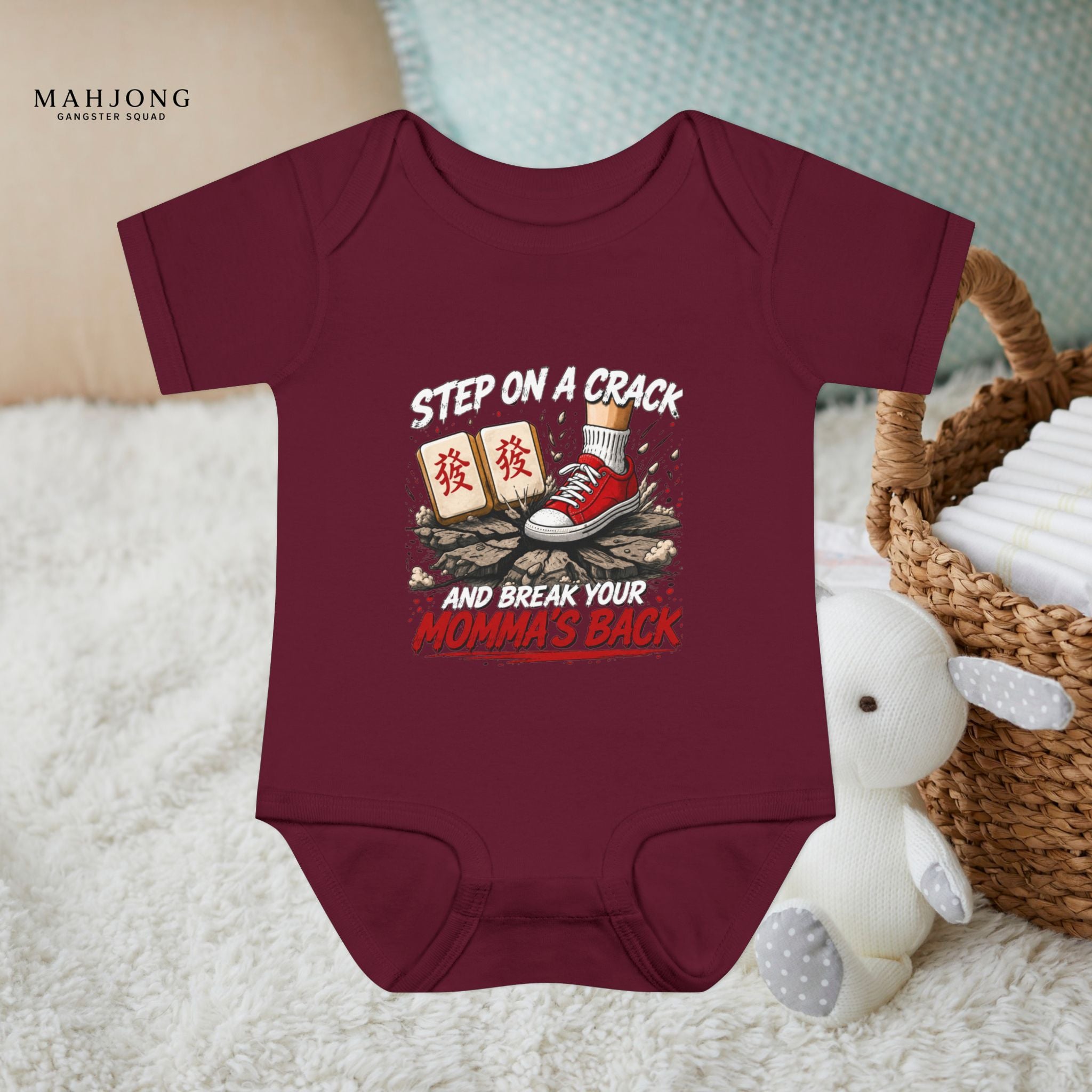 Mahjong Gangster Squad - "Step on a Crack" Baby Onesie