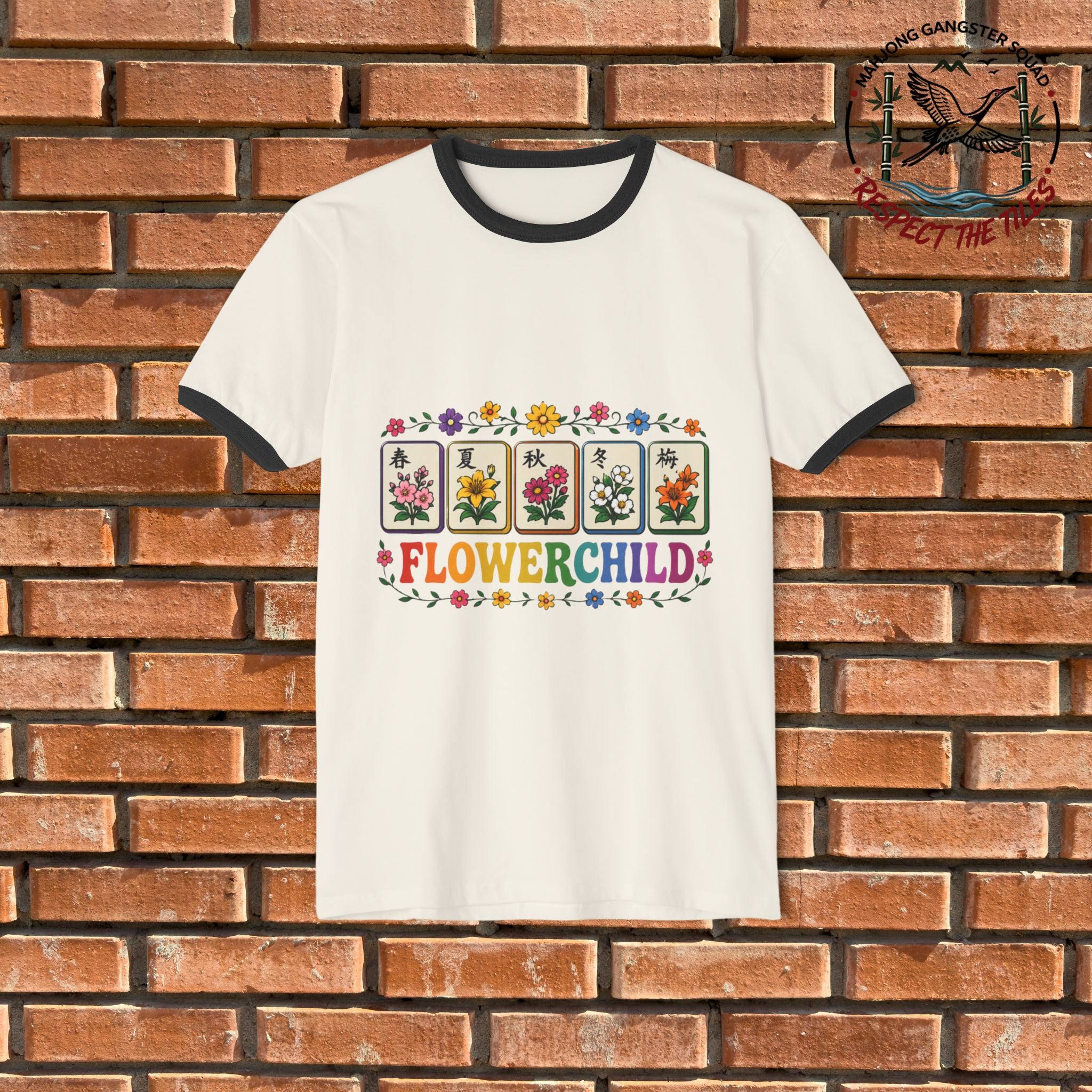 Mahjong Gangster Squad - "Flower Child" Graphic Ring Tee