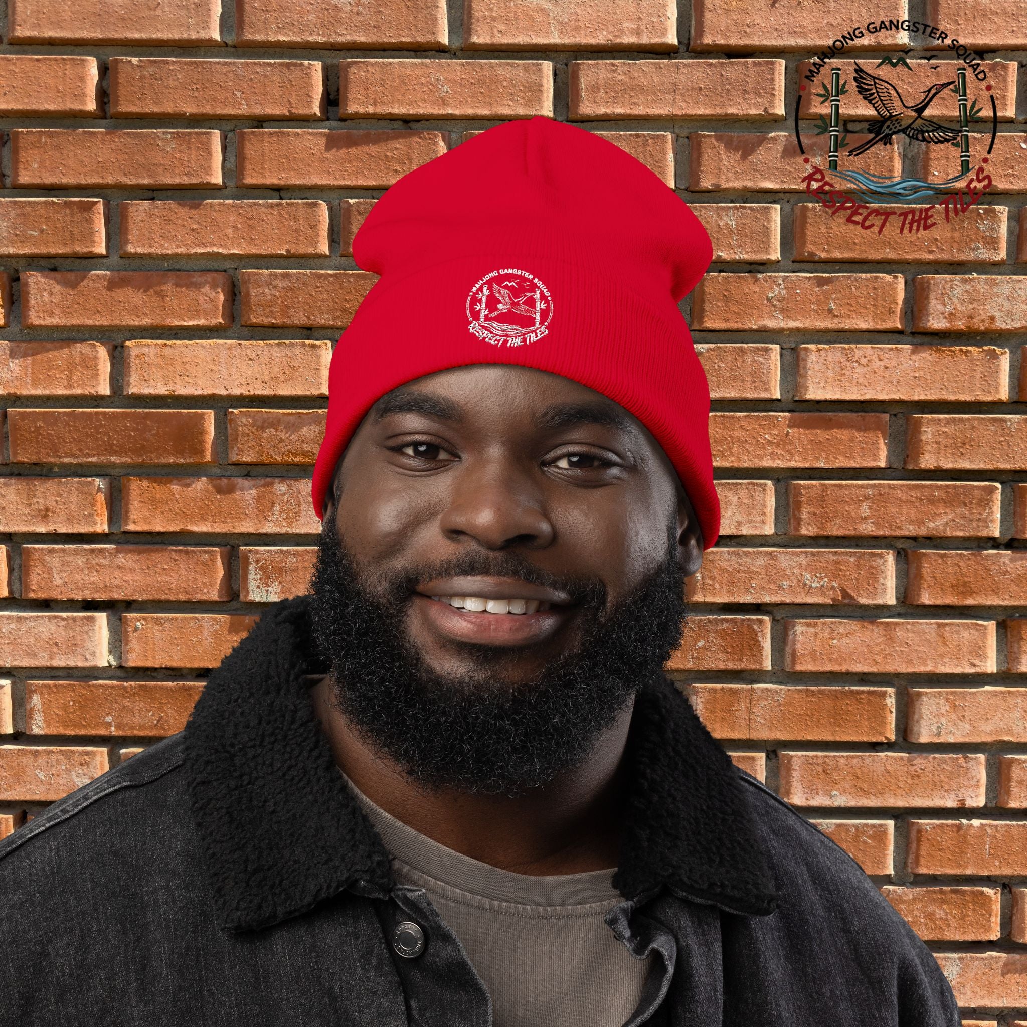 Mahjong Gangster Squad — "Respect the Tiles: Crane" Embroidered Beanie