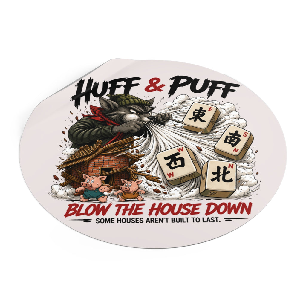 Mahjong Gangster Squad: "Blow the House Down” Round Vinyl Sticker