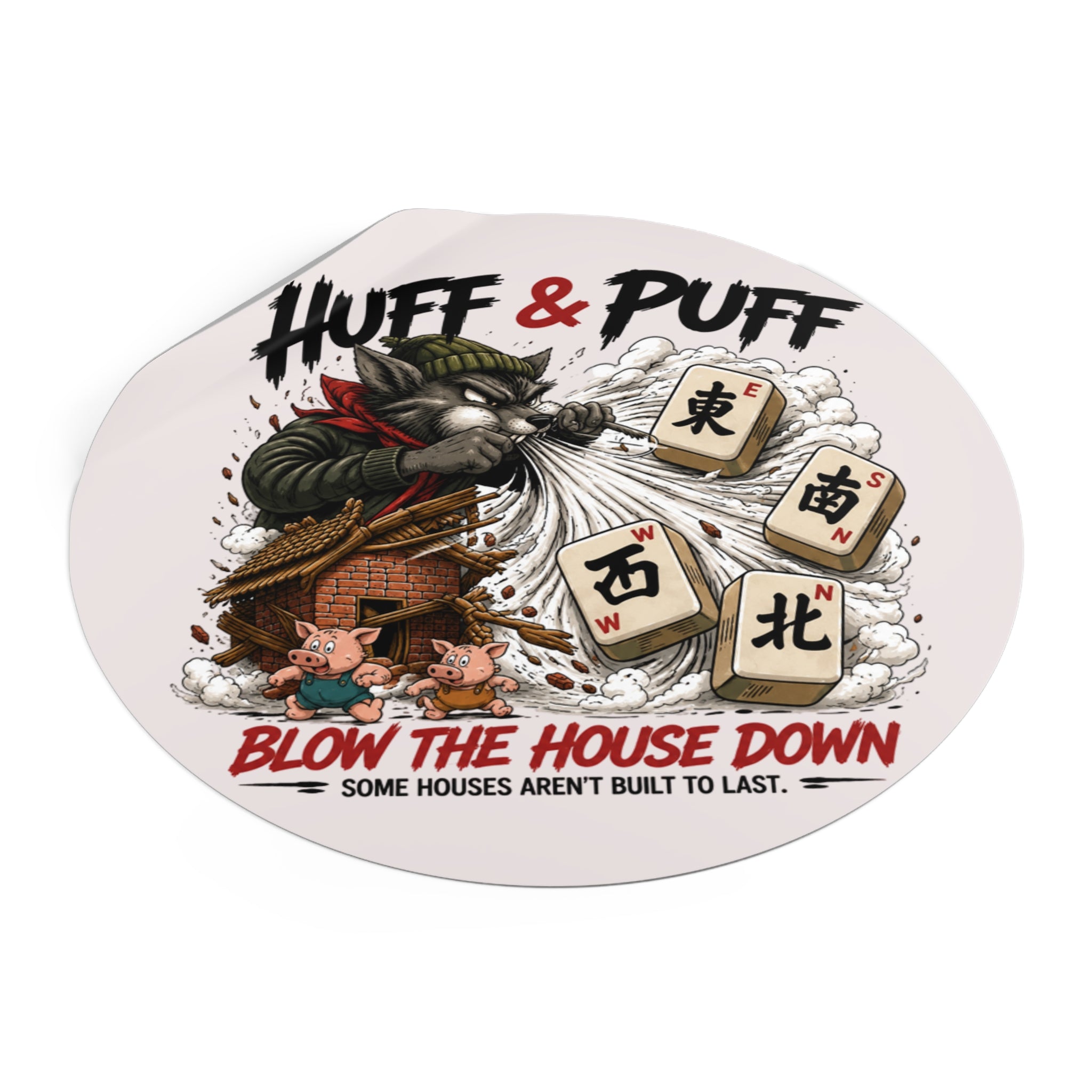 Mahjong Gangster Squad: "Blow the House Down” Round Vinyl Sticker