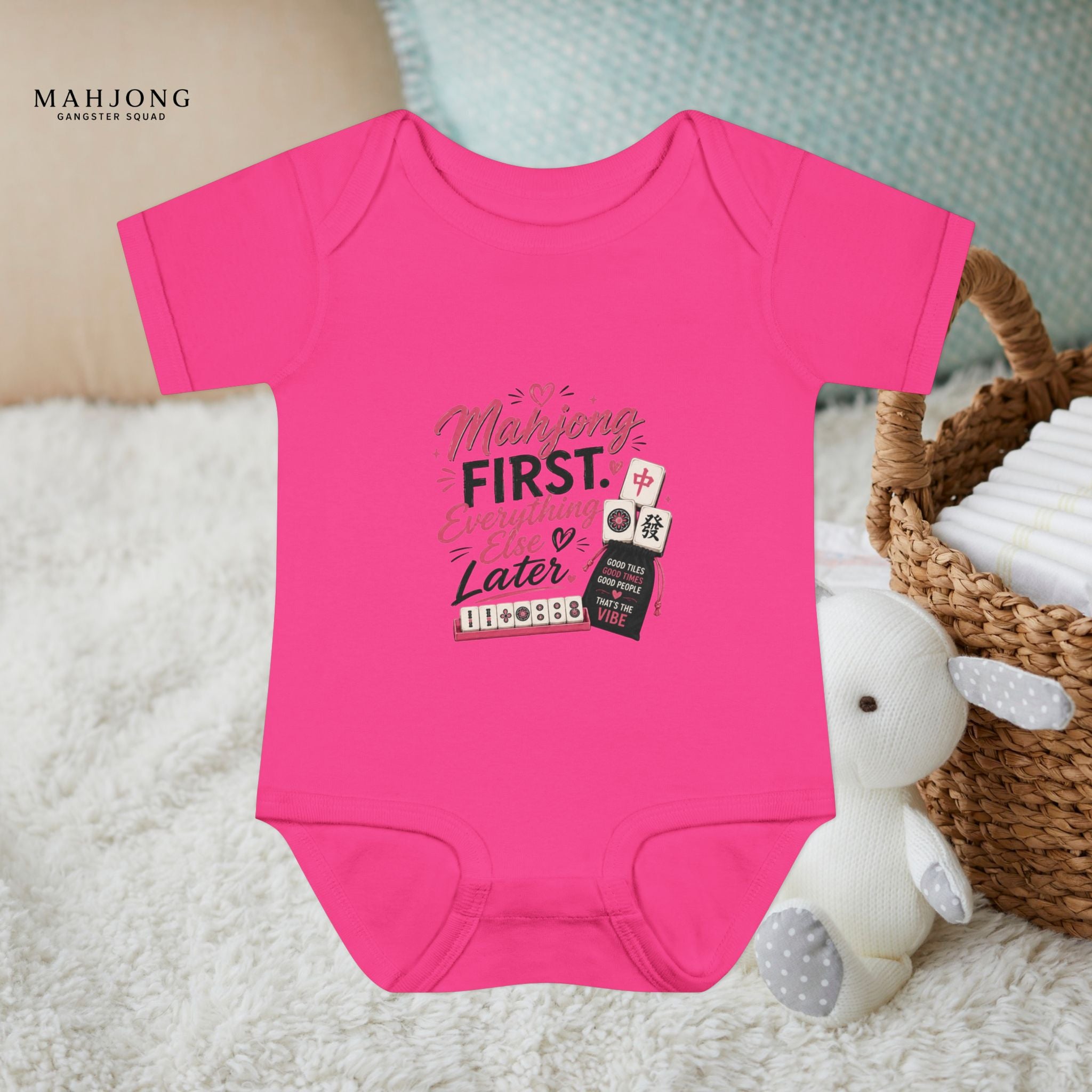 Mahjong Gangster Squad - 'Mahjong First' Baby Onesie