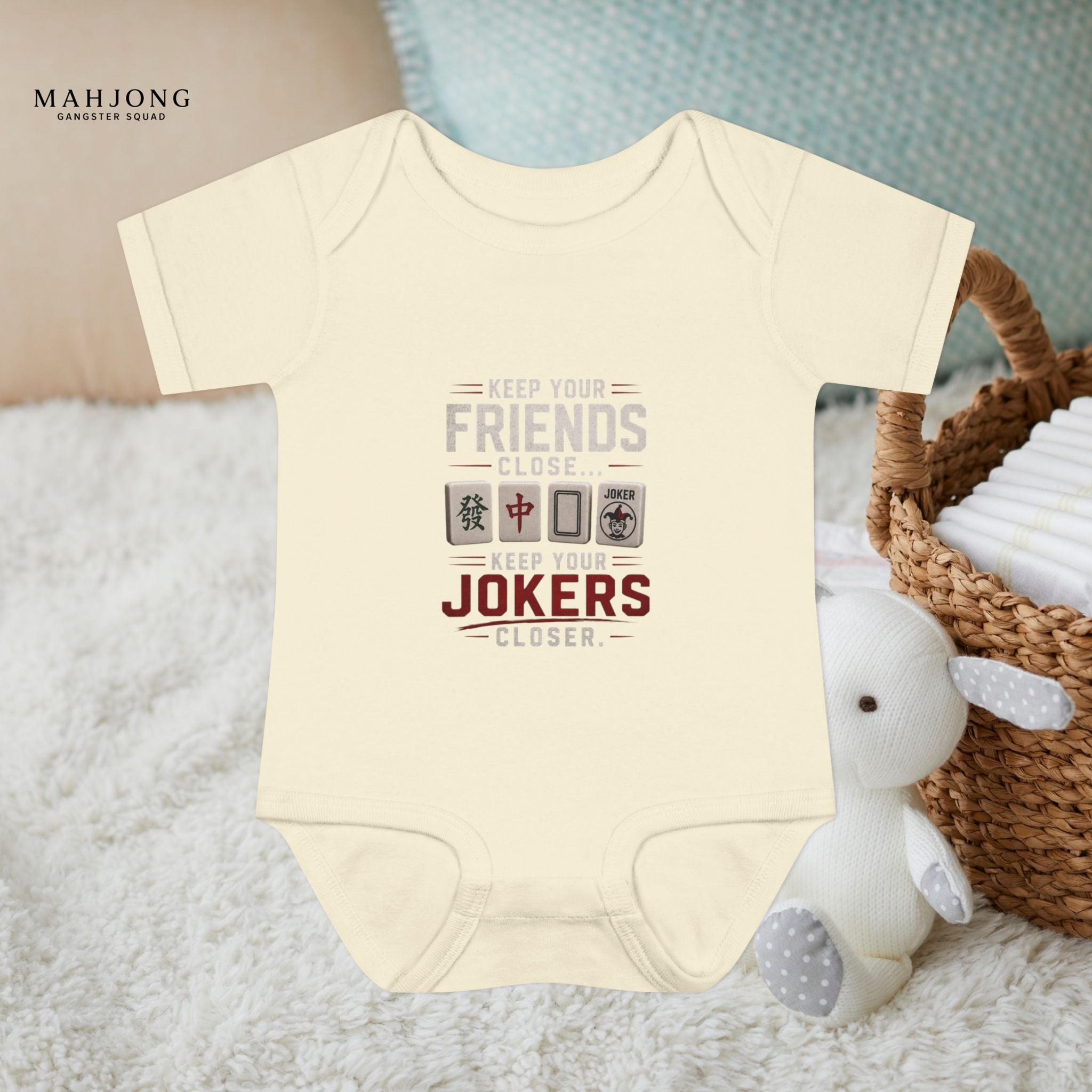 Mahjong Gangster Squad - "Friends/Jokers Closer" Baby Onesie