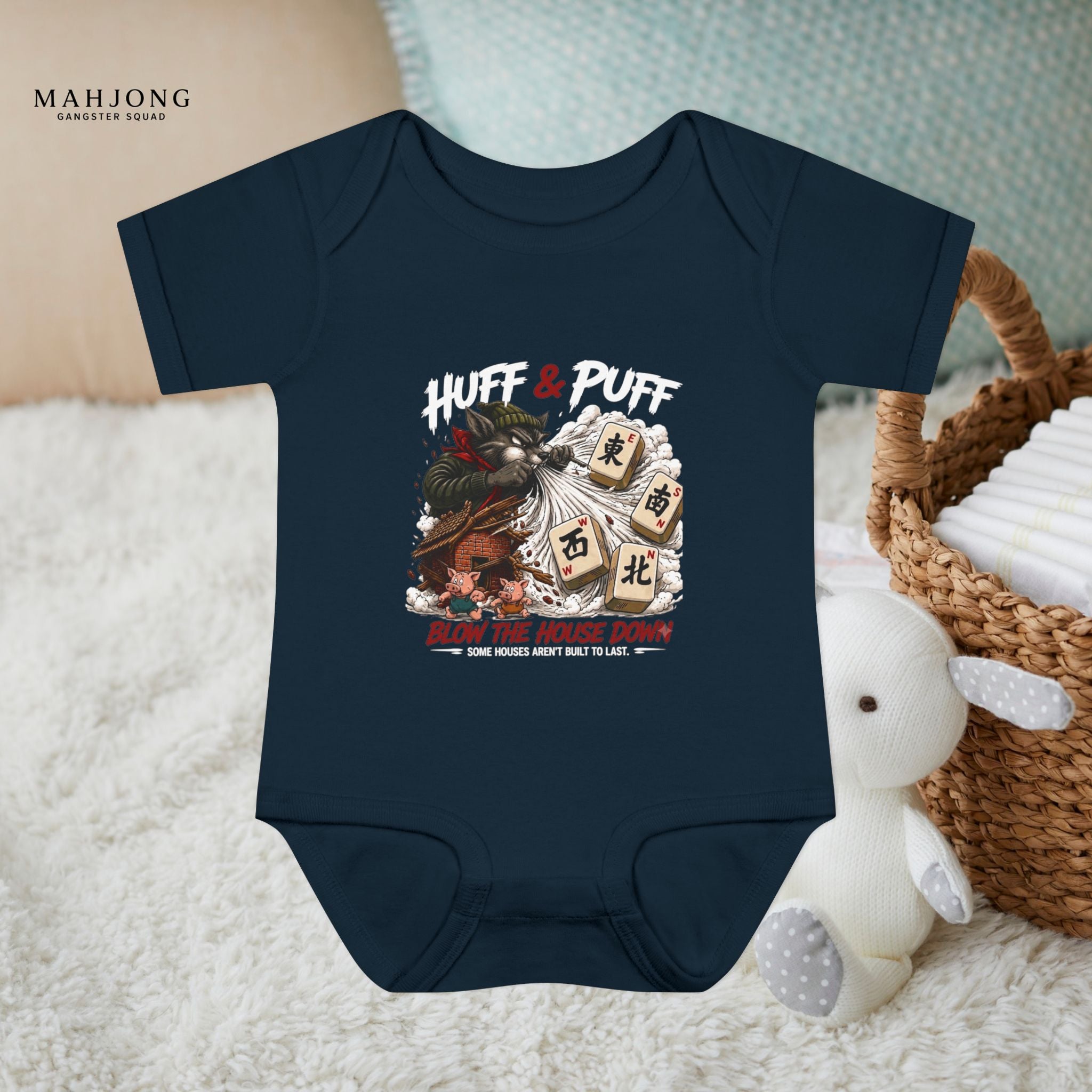 Mahjong Gangster Squad - 'Blow the House Down' Baby Onesie